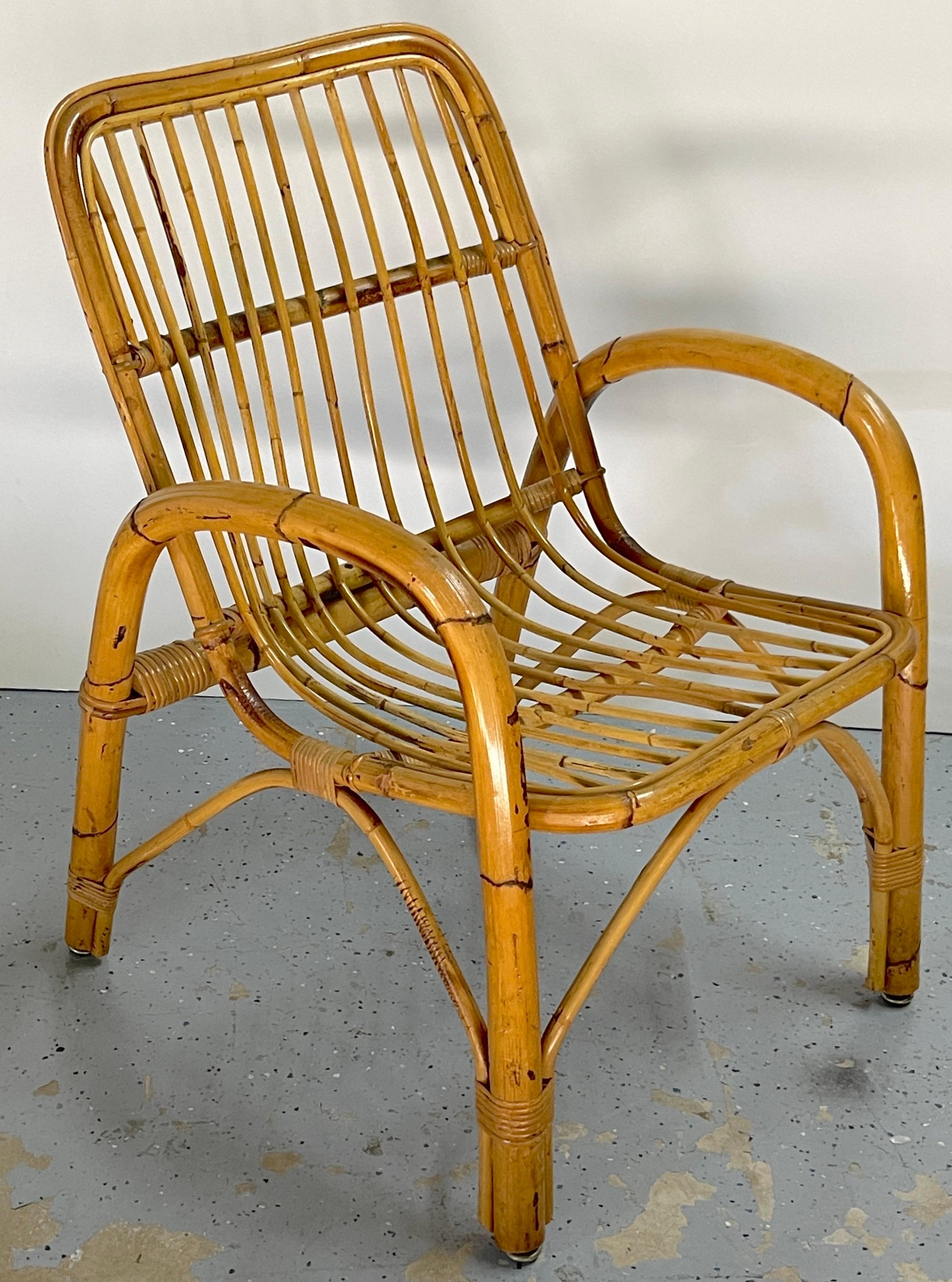 Paire de fauteuils italiens en bambou des années 1970, style Franco Albini en vente 1