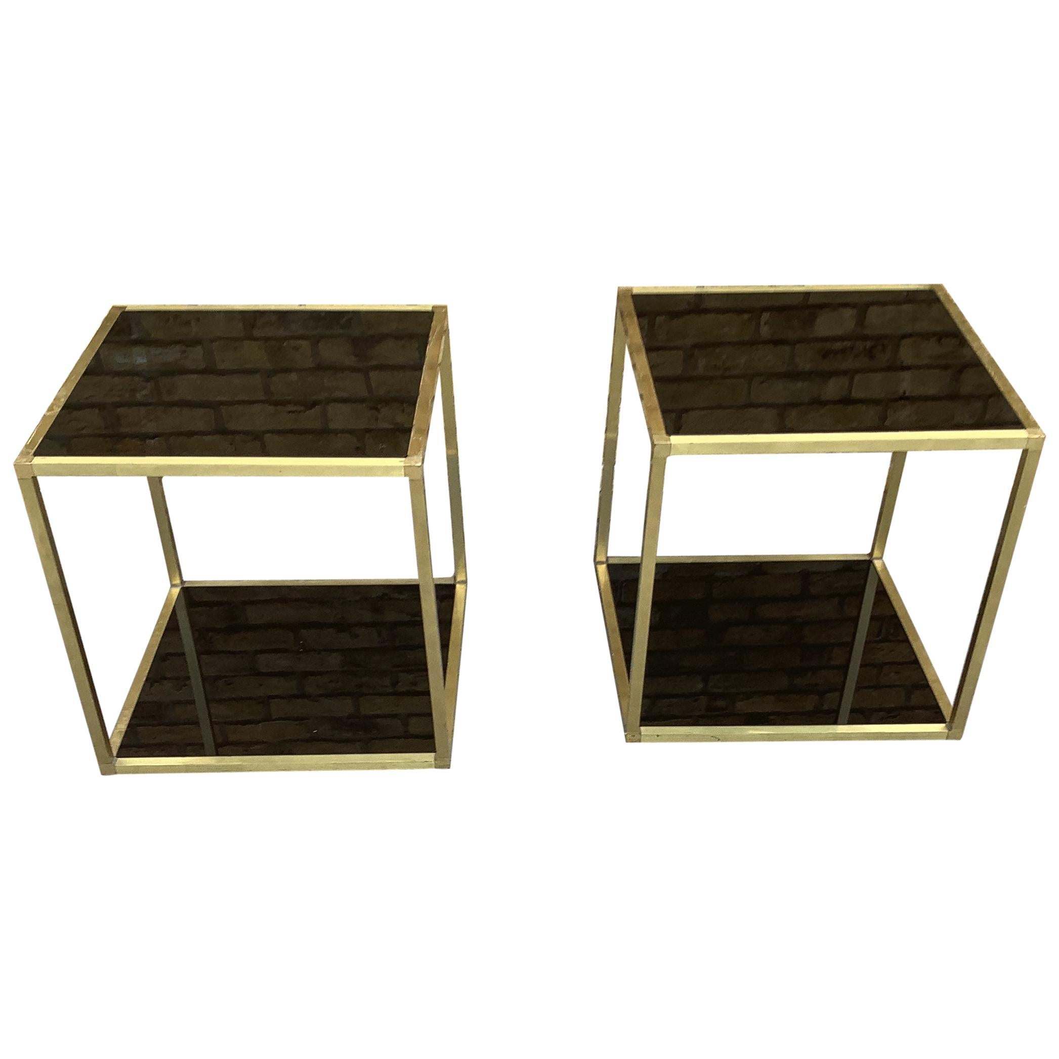 Pair of 1970’s Italian Brass and Glass Display Table