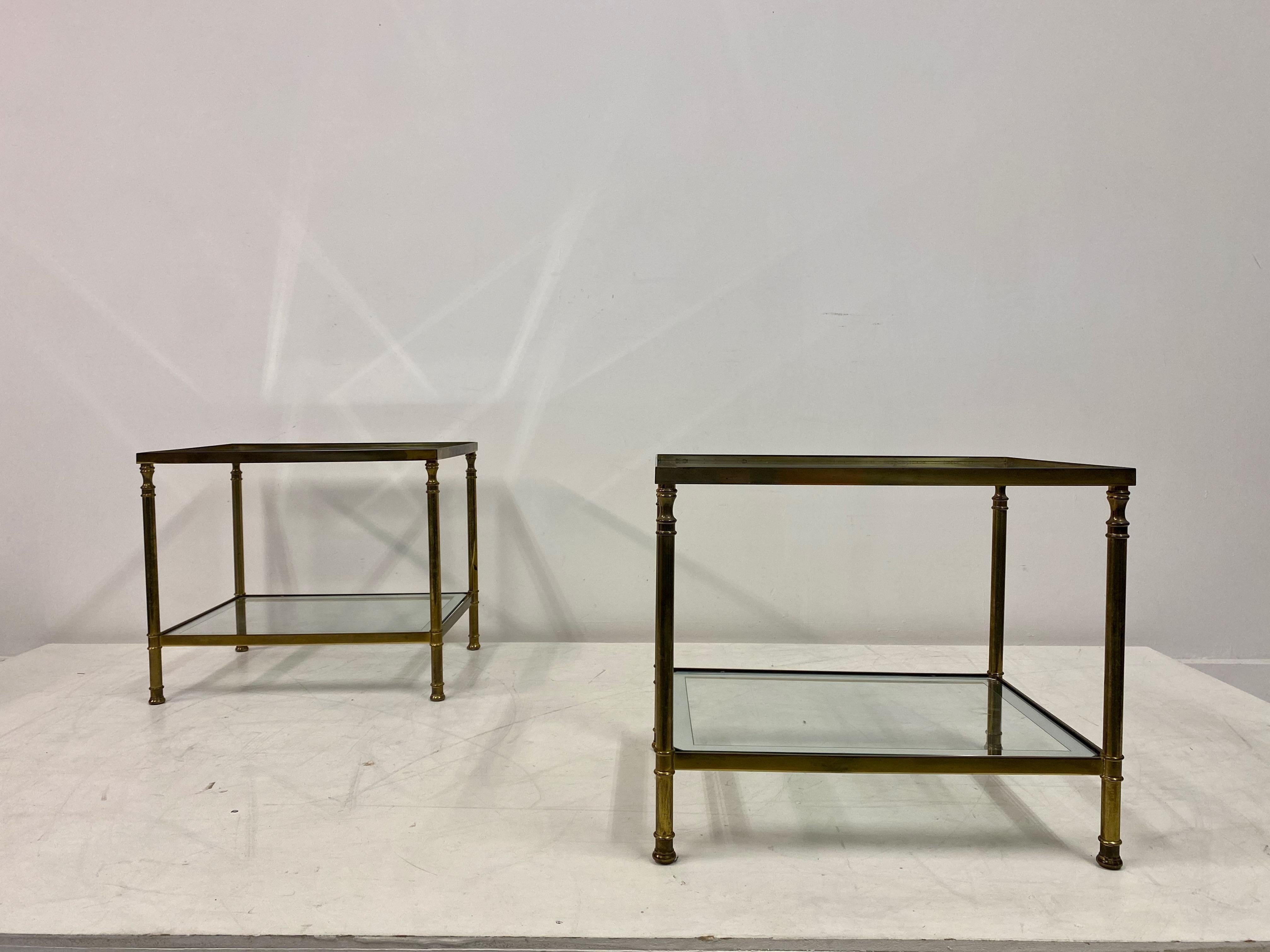 Pair of 1970s Italian Brass and Glass Side Tables 5