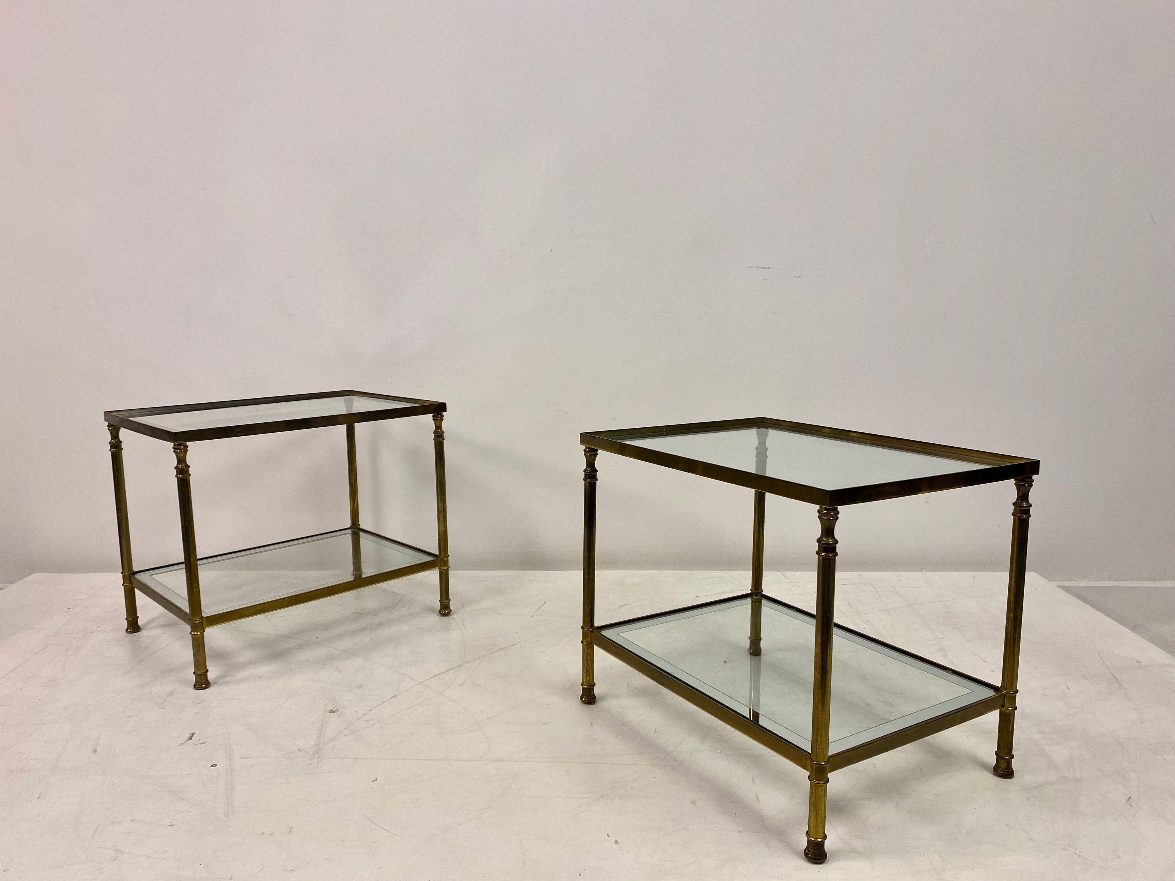 Pair of 1970s Italian Brass and Glass Side Tables 7