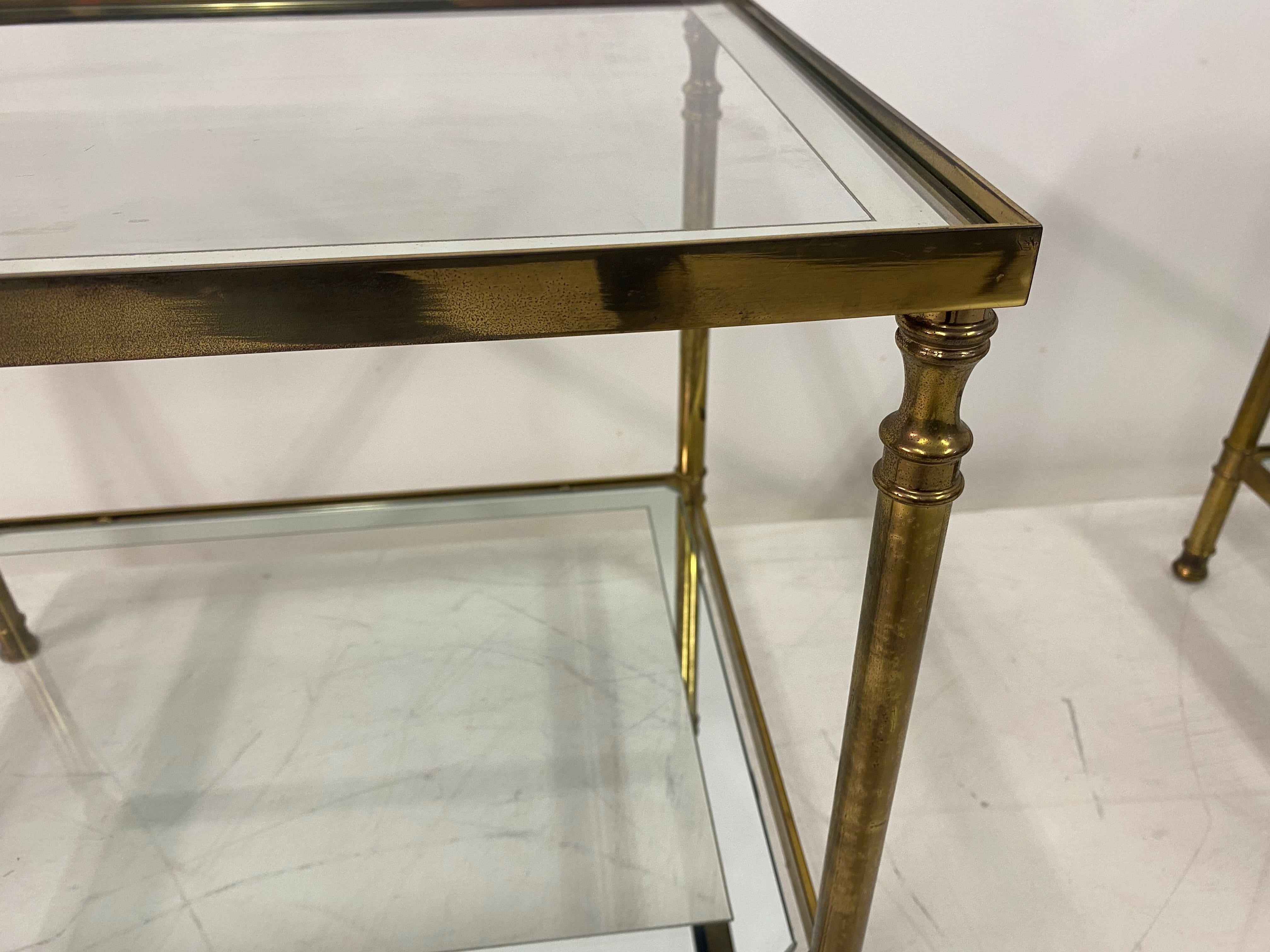 Pair of 1970s Italian Brass and Glass Side Tables In Good Condition In London, London