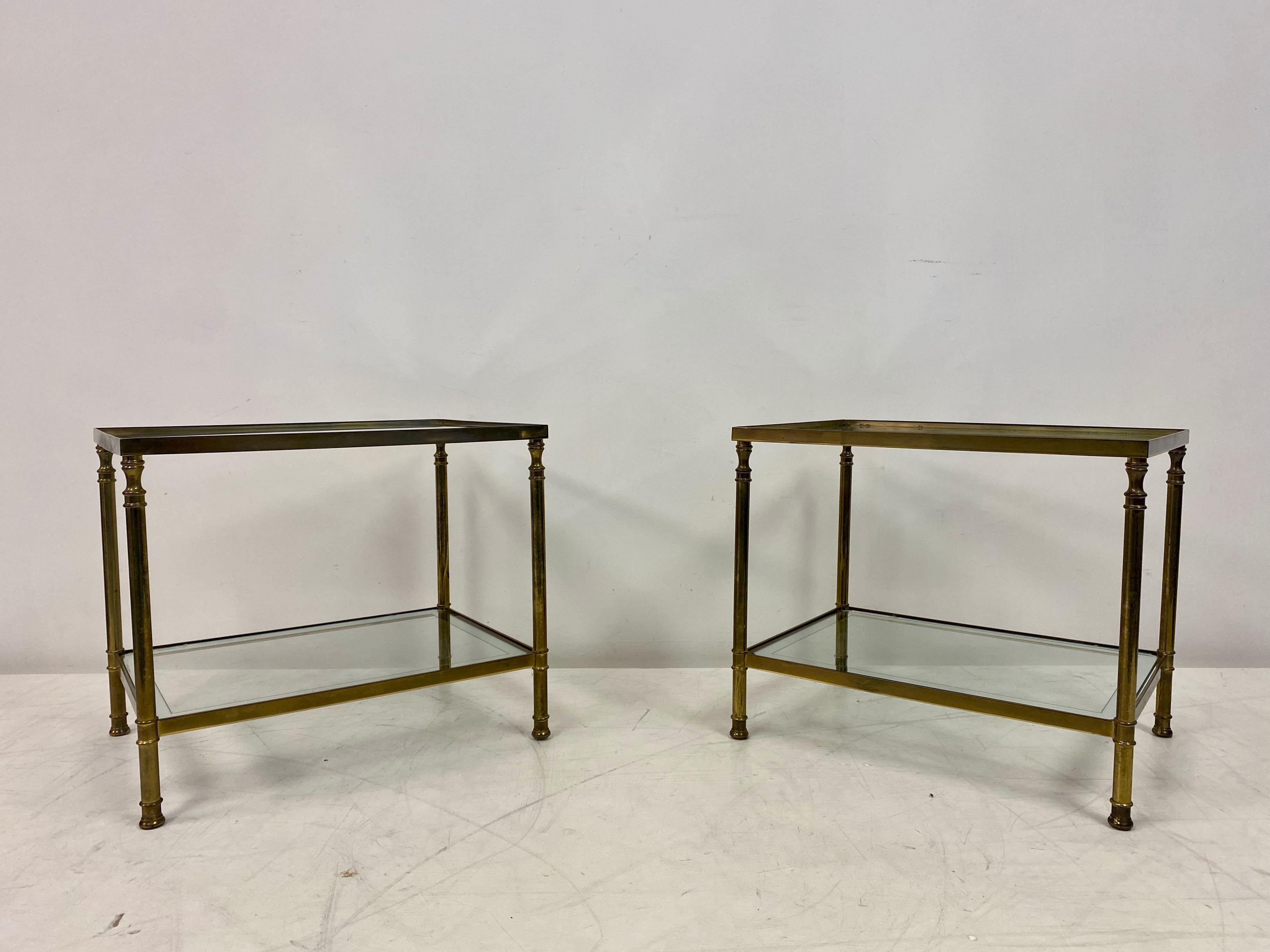 20th Century Pair of 1970s Italian Brass and Glass Side Tables