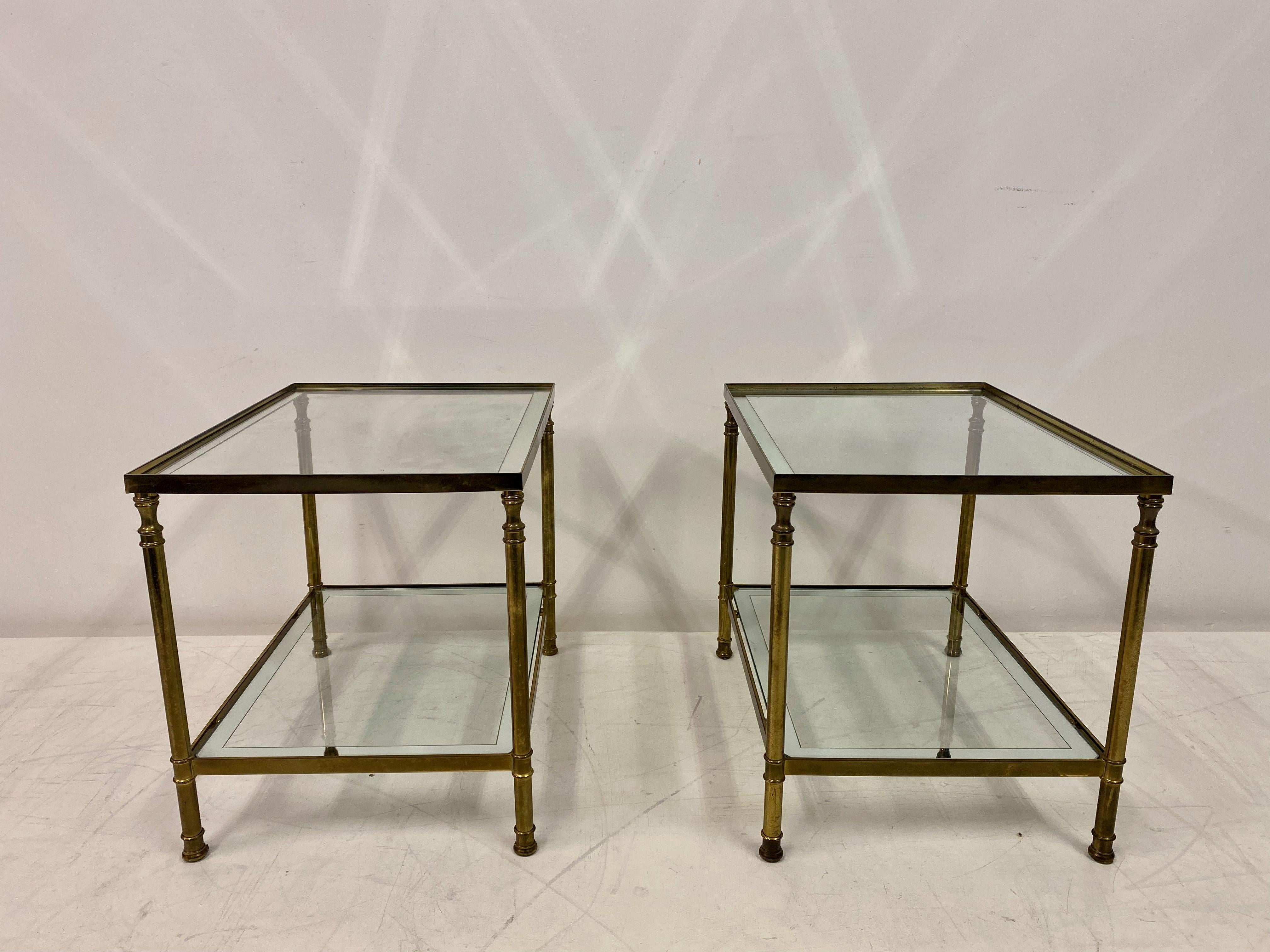 Pair of 1970s Italian Brass and Glass Side Tables 4