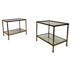 Pair of 1970s Italian Brass and Glass Side Tables