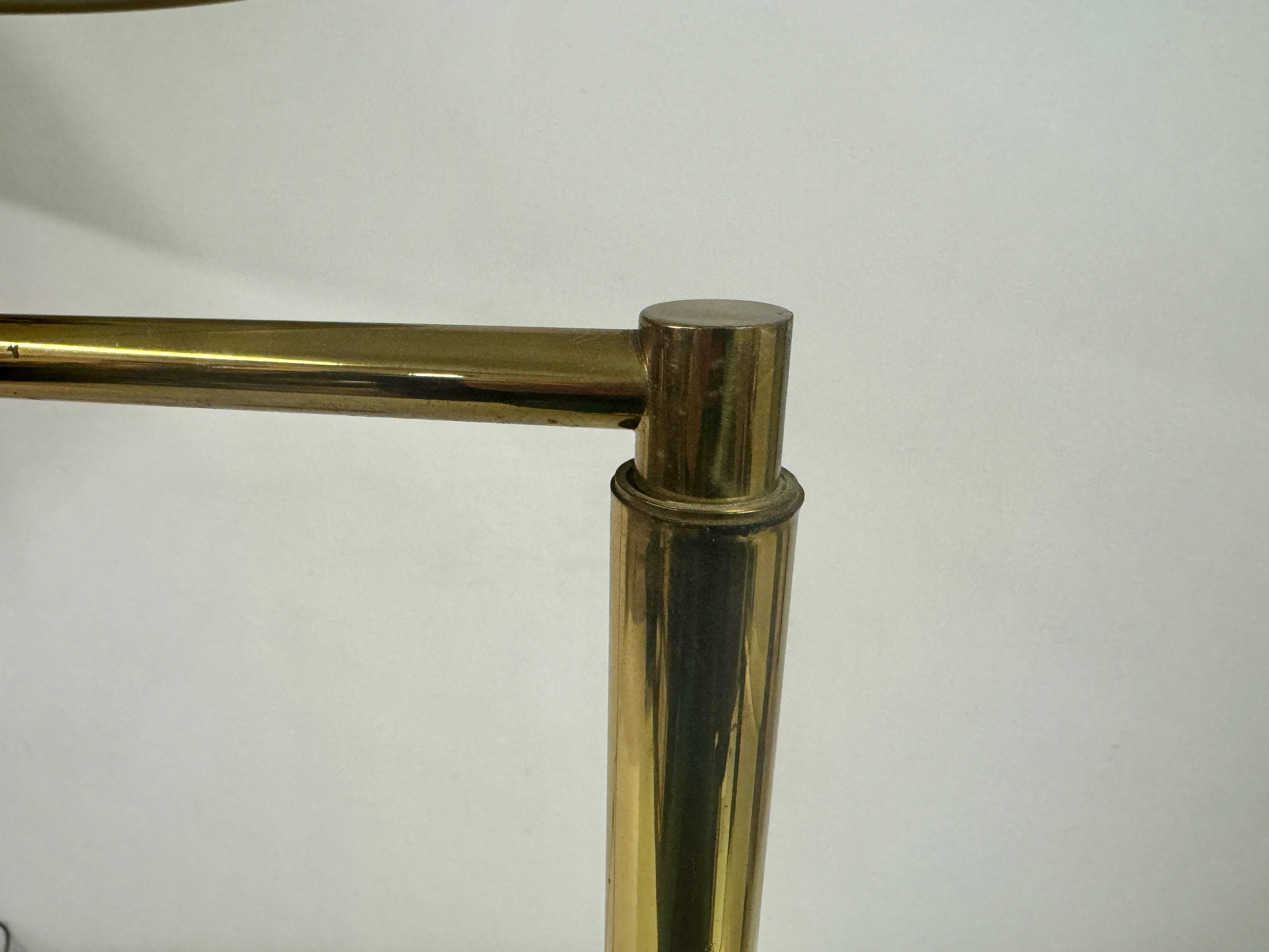 Pair of 1970s Italian Brass Swing Arm Floor Lamps For Sale 8