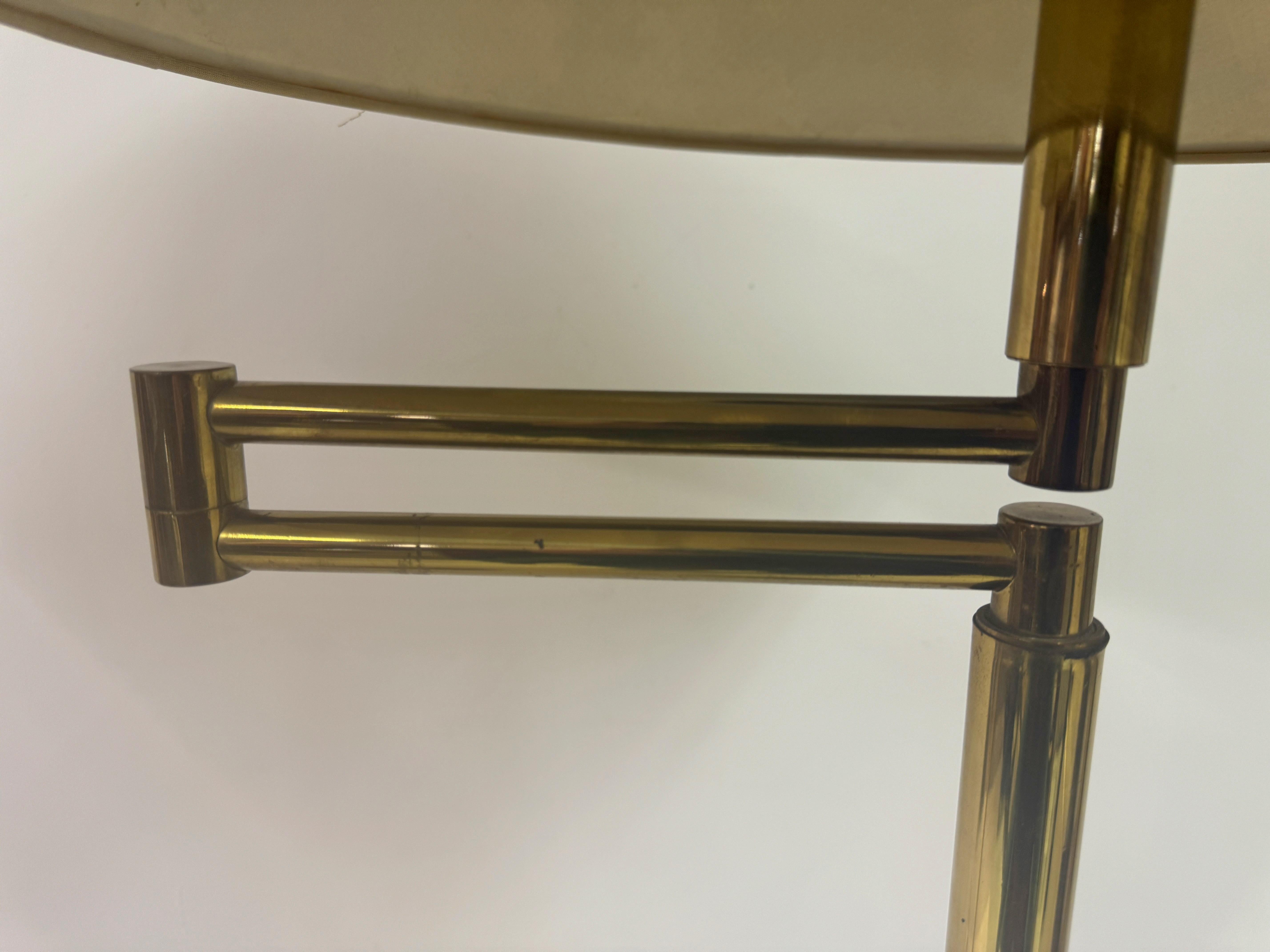 Pair of 1970s Italian Brass Swing Arm Floor Lamps In Good Condition For Sale In London, London