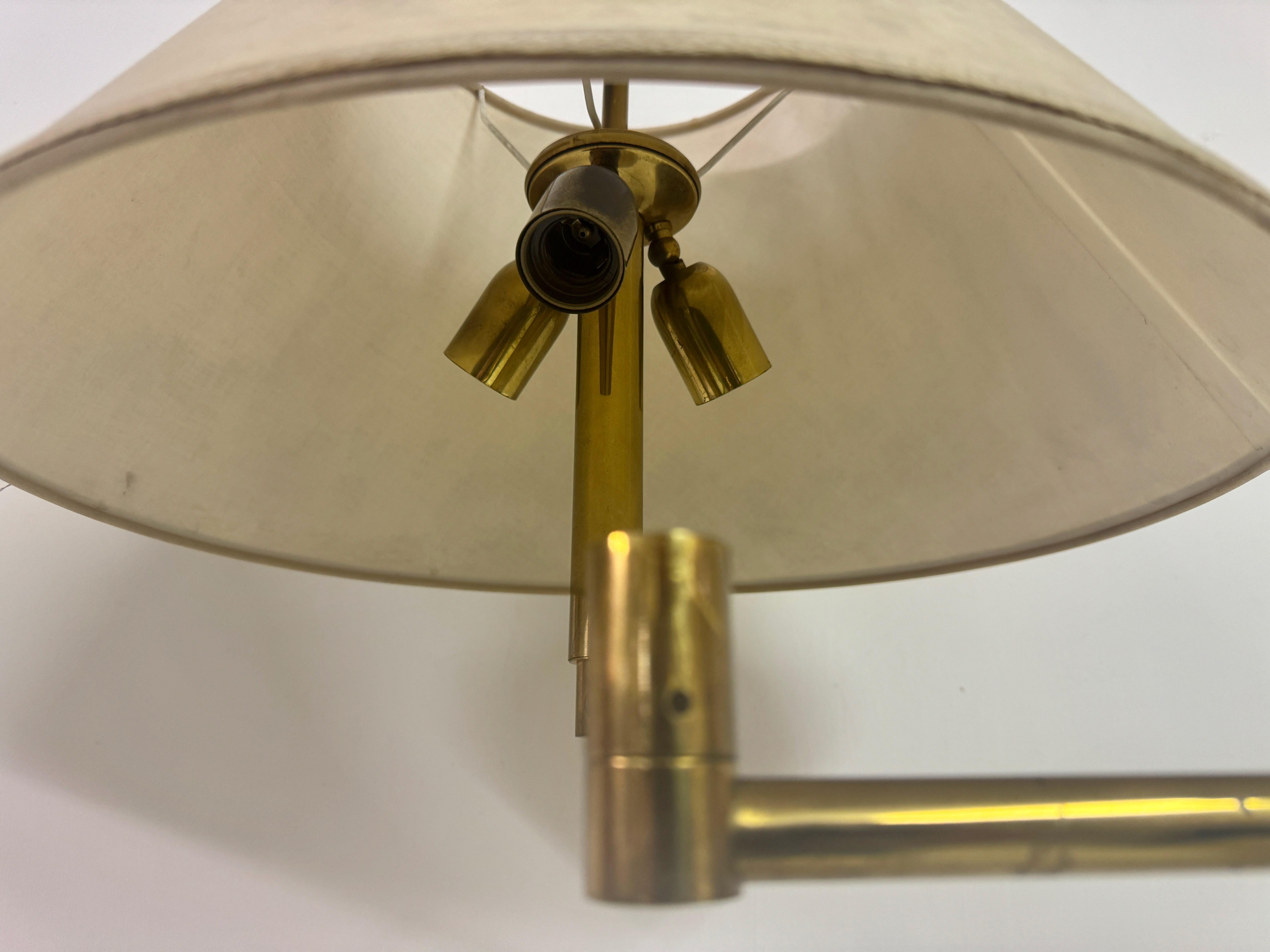 Pair of 1970s Italian Brass Swing Arm Floor Lamps For Sale 4