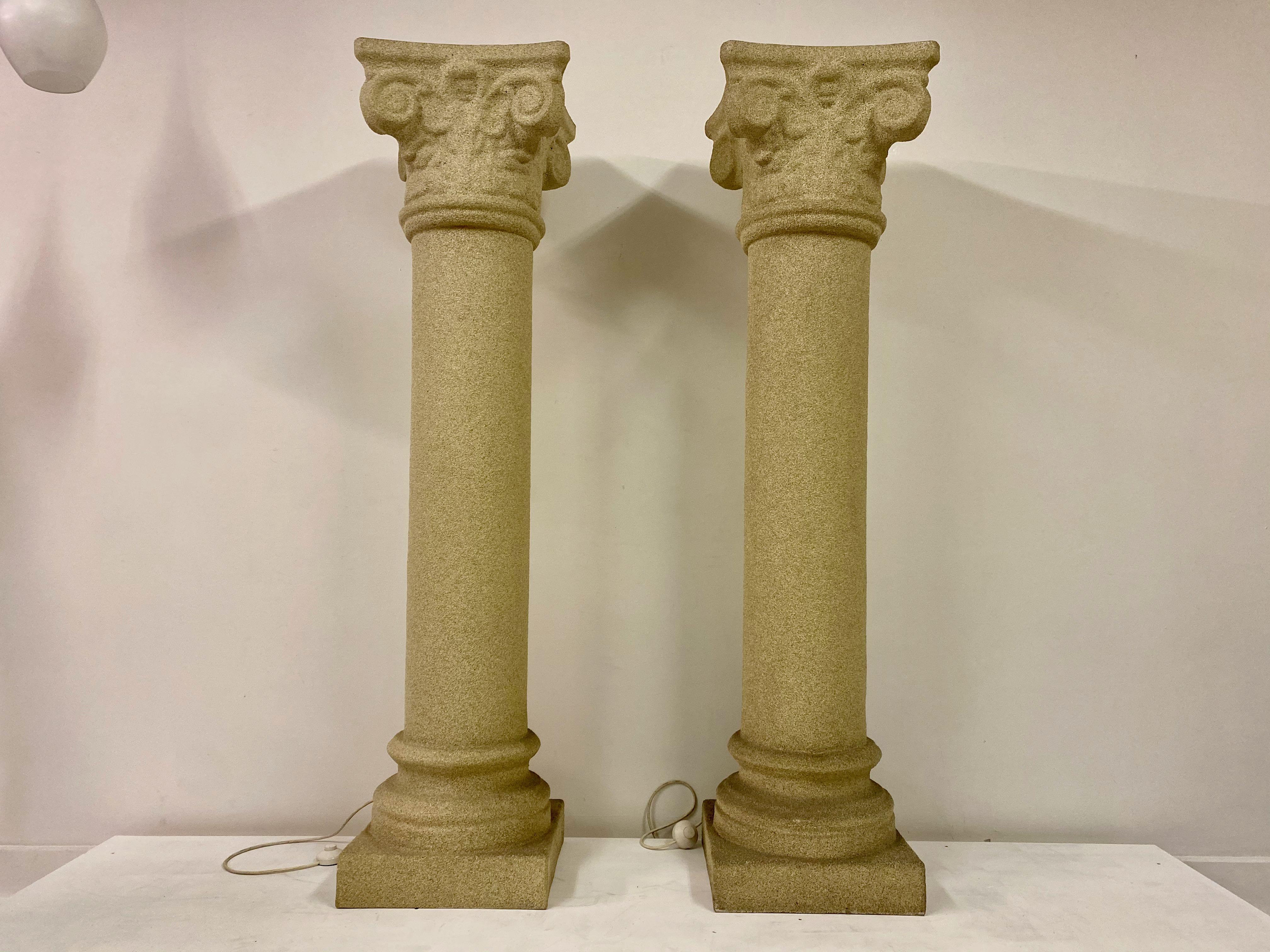 Mid-Century Modern Pair of 1970s Italian Column Lamps by Andre Cazenave