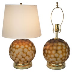 Pair of 1970's Italian Cut Glass Table lamps