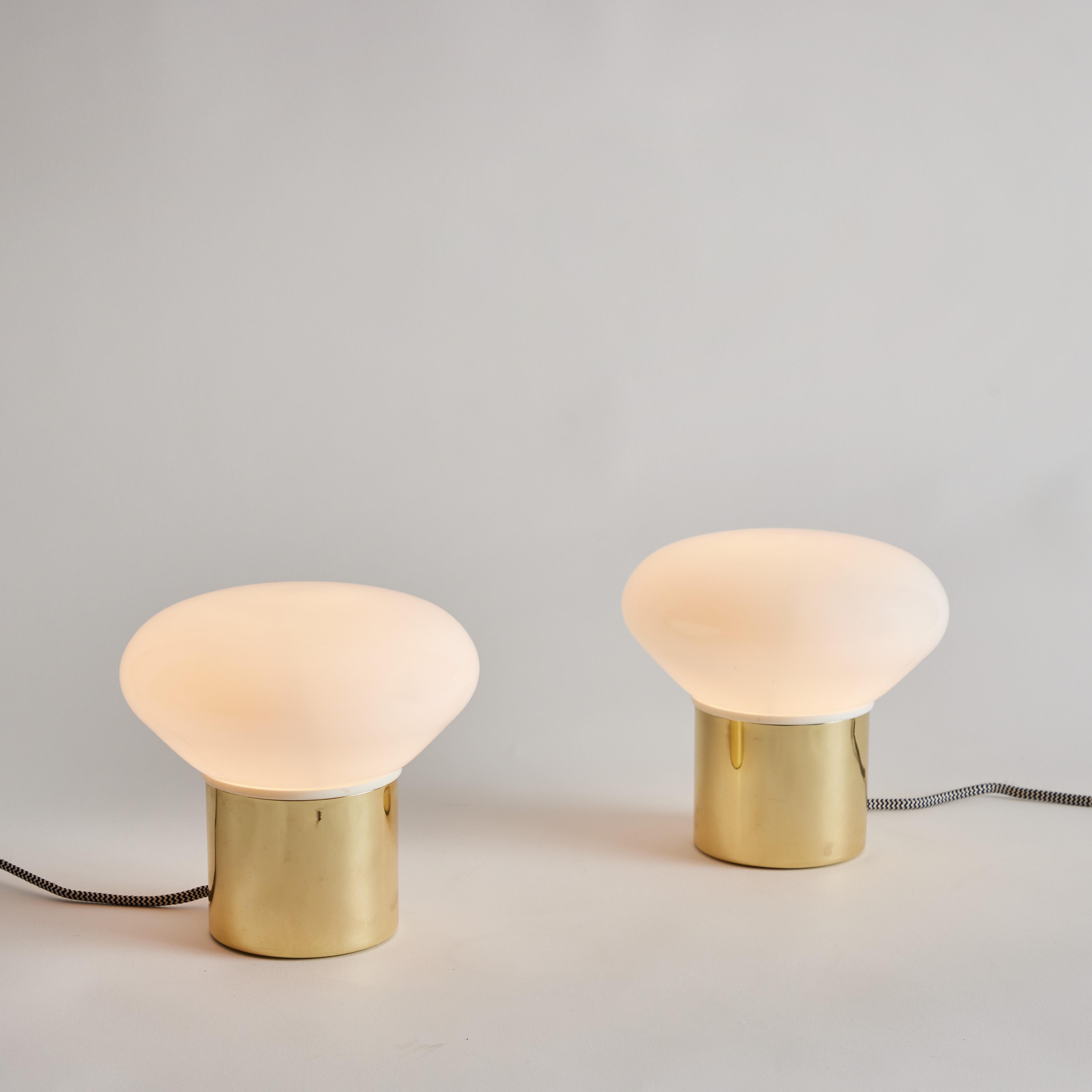 Mid-Century Modern Pair of 1970s Italian Glass & Metal 'Porcini' Table Lamps Attributed to Tronconi