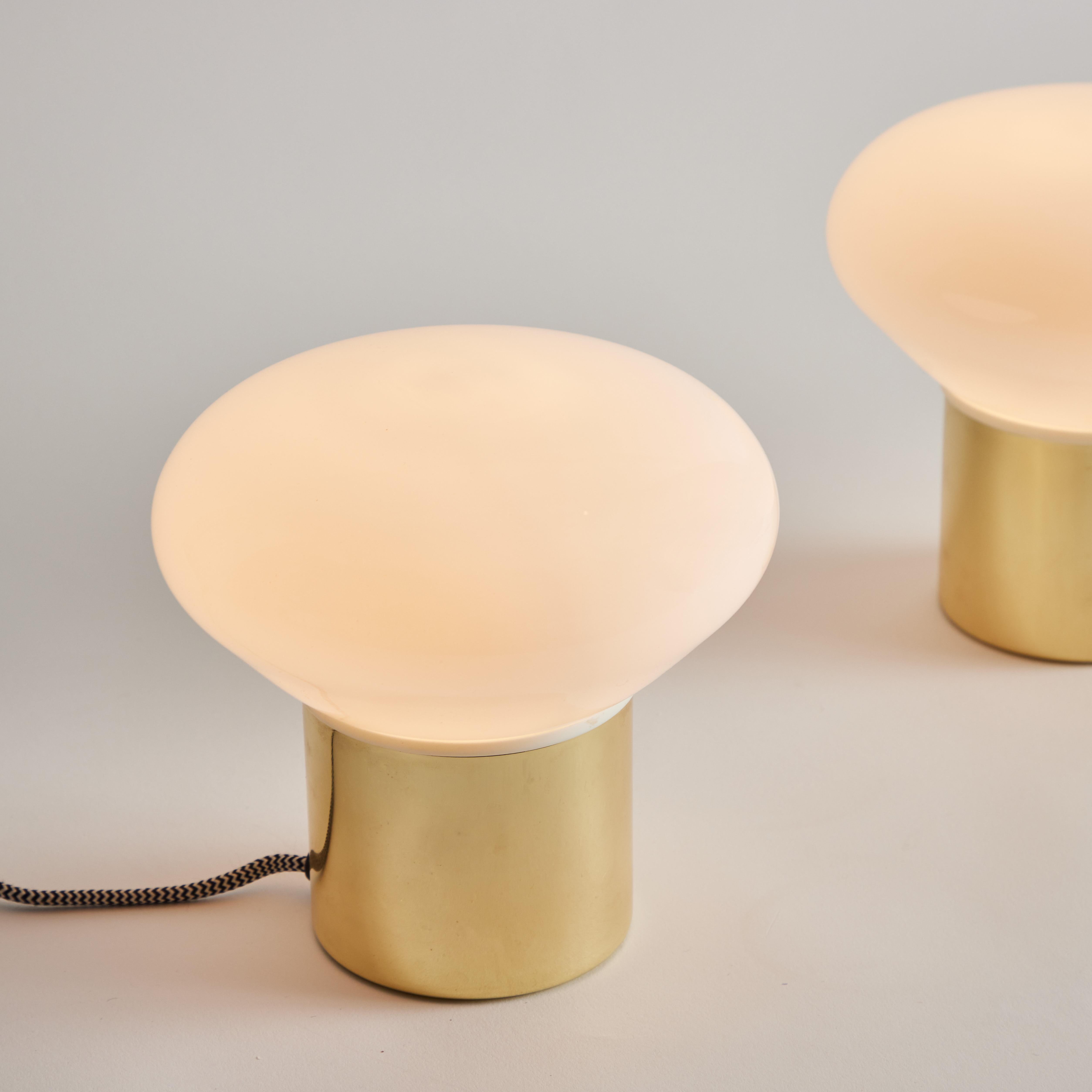Pair of 1970s Italian Glass & Metal 'Porcini' Table Lamps Attributed to Tronconi In Good Condition In Glendale, CA