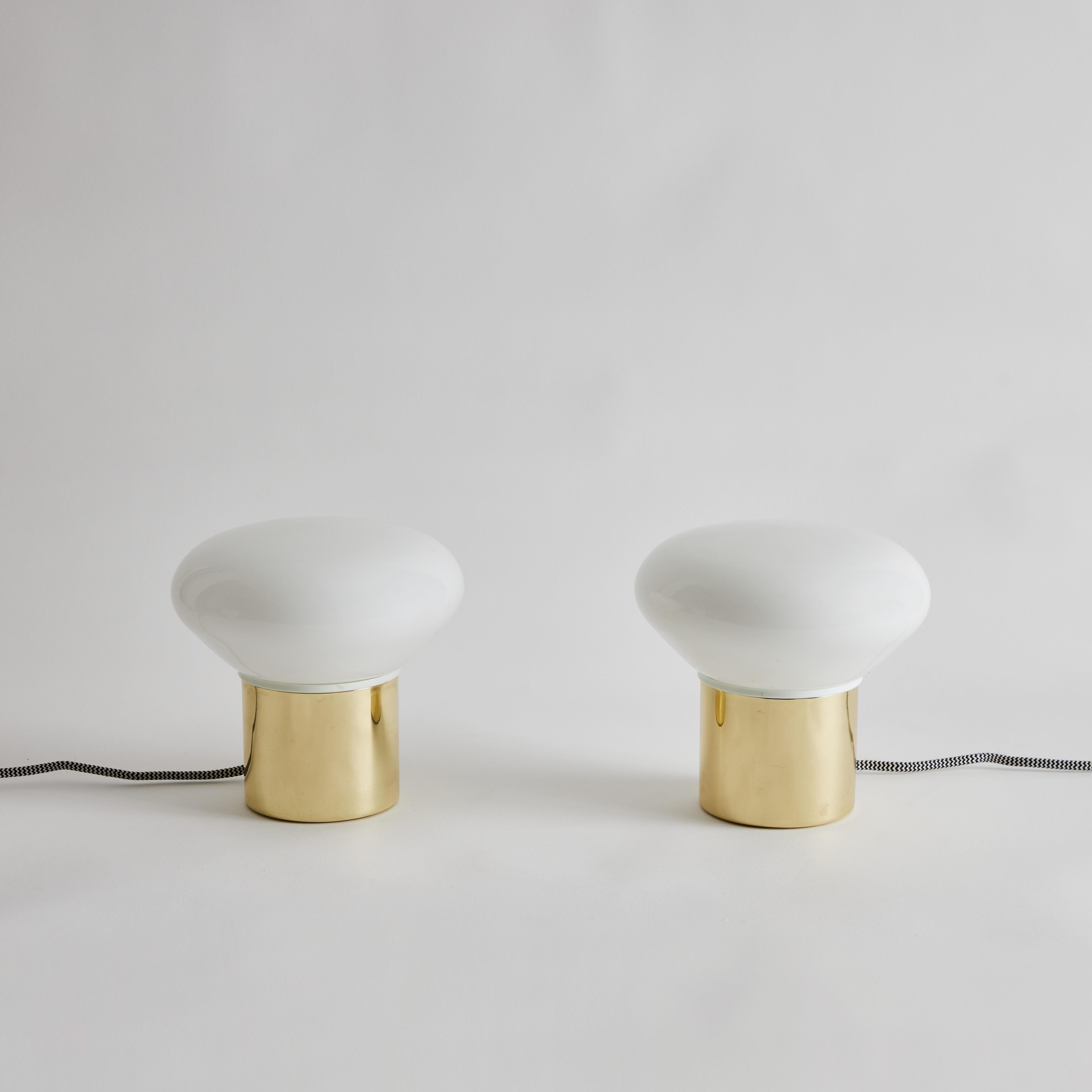 Pair of 1970s Italian Glass & Metal 'Porcini' Table Lamps Attributed to Tronconi 2