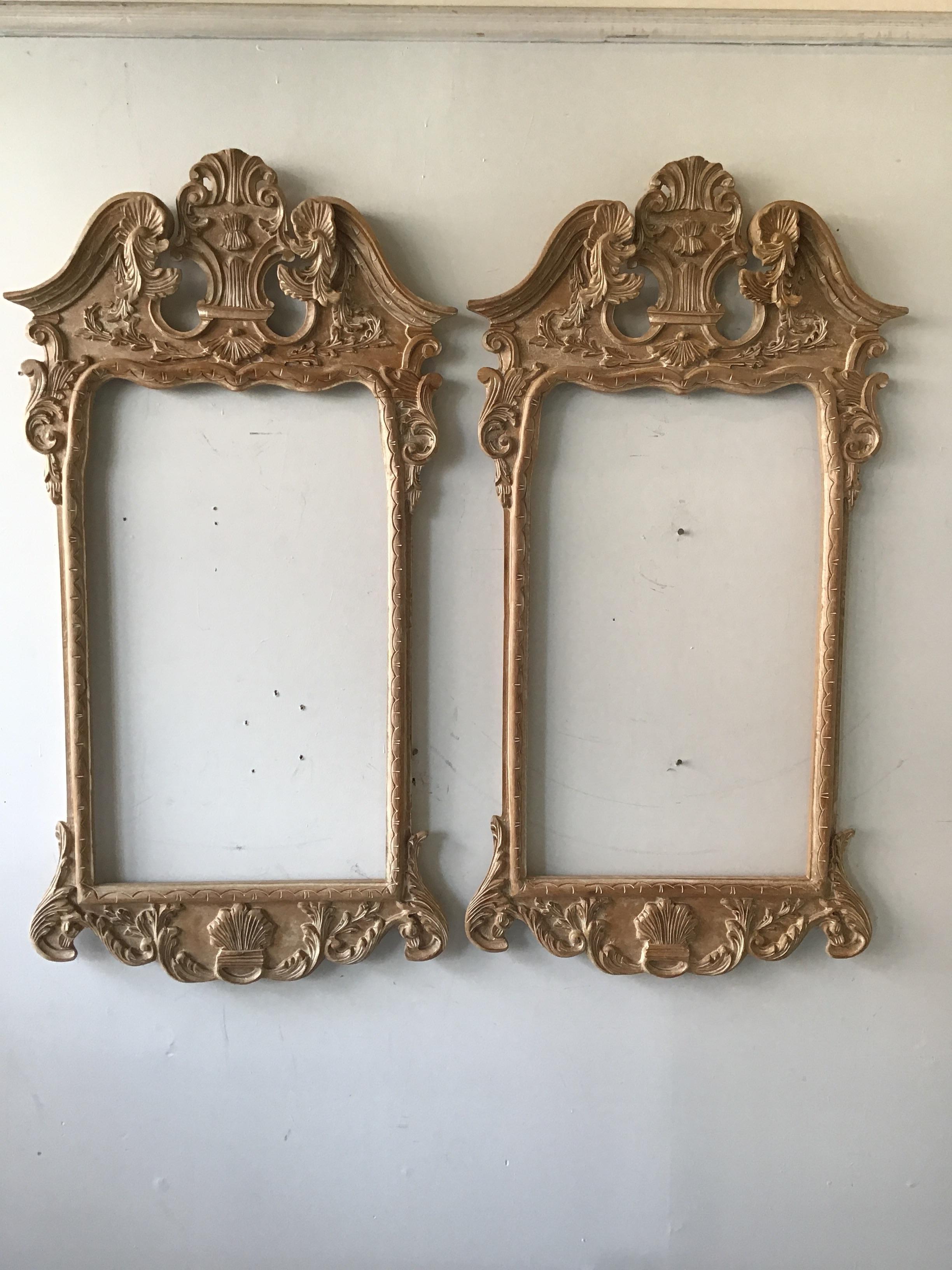 Pair of hand carved wood frames from Italy. Made in the 1970s, but never taken out of the original wrapping until now.