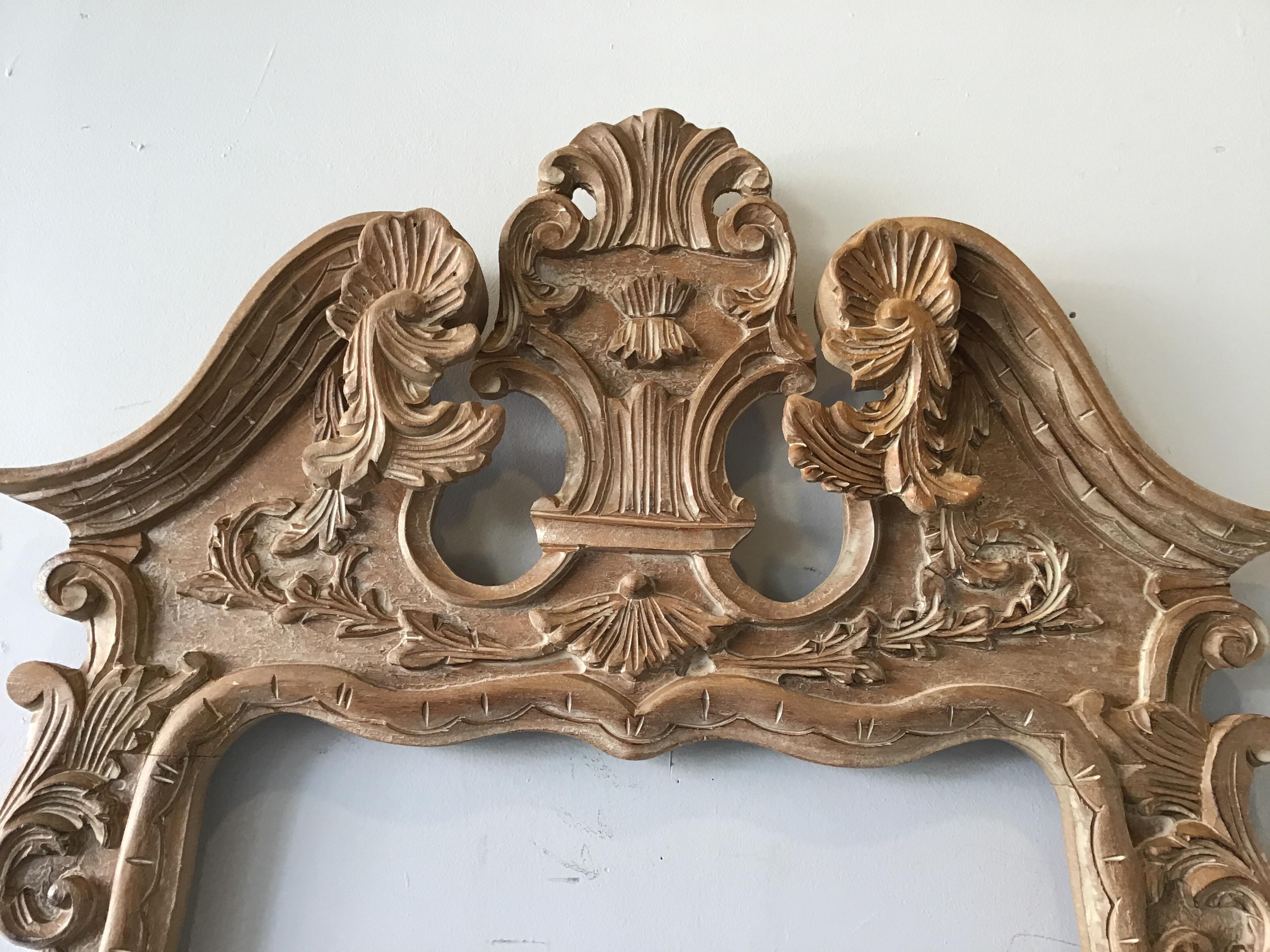 Pair of 1970s Italian Hand Carved Wood Frames  For Mirrors 1