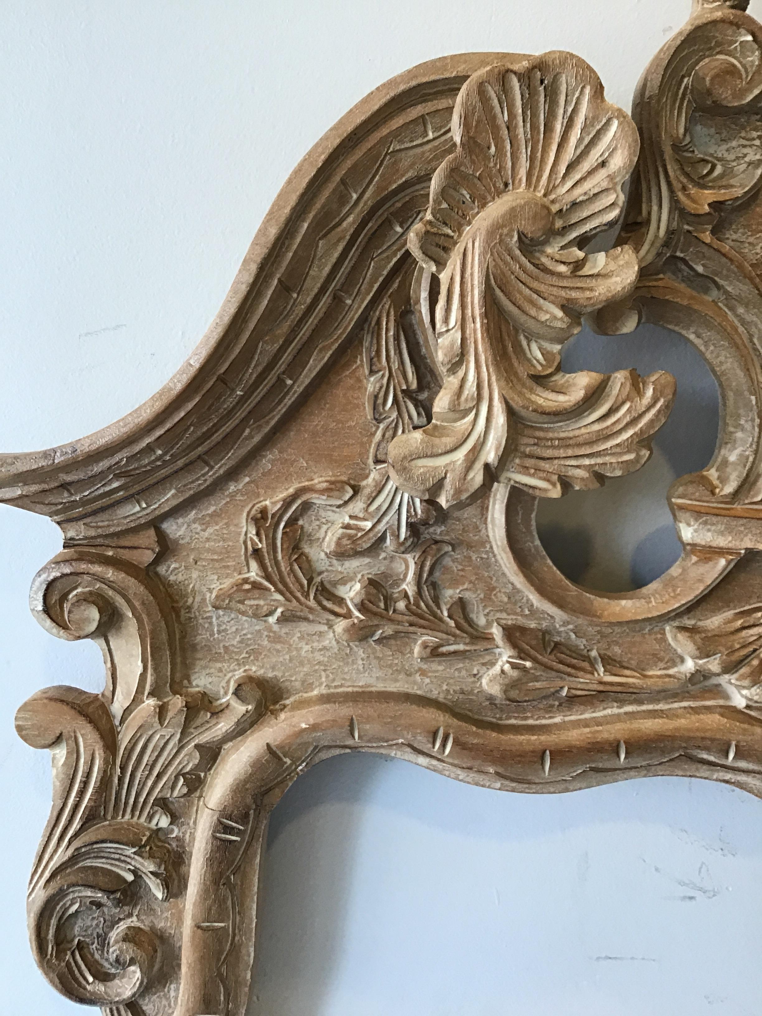 Pair of 1970s Italian Hand Carved Wood Frames  For Mirrors 2