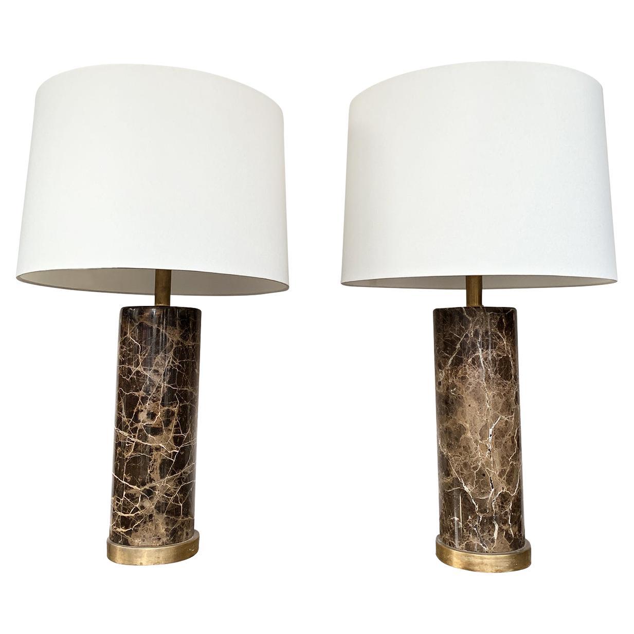 Pair of 1970s Italian Marble Table Lamps