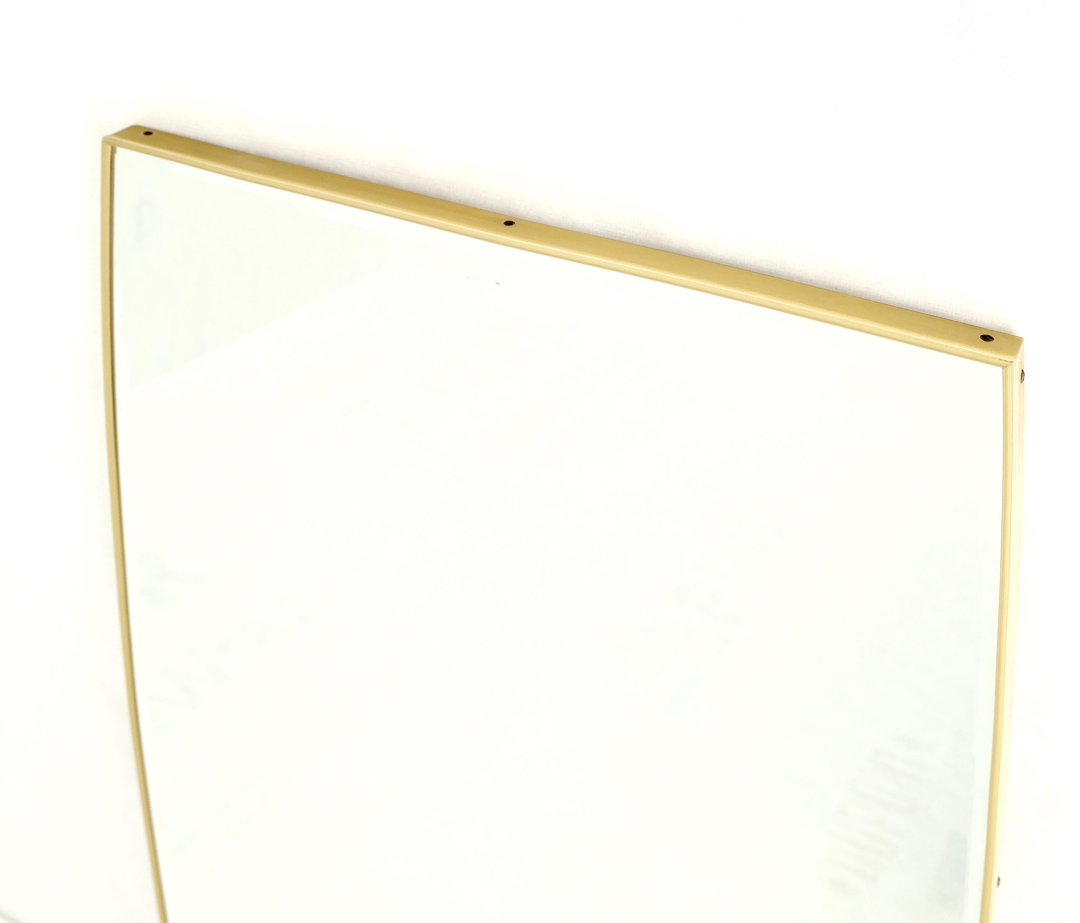 Pair of 1970s Italian Mid Century Modern Boat Shape Brass Frames Mirrors MINT! For Sale 4