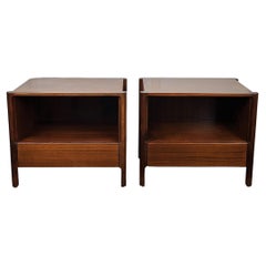 Pair of 1970s Italian Mid-Century Modern Night Stands Bed Side Tables in Wood