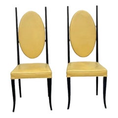 Pair of 1970s Italian Modern High-Back Sculptural Chairs