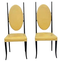 Pair of 1970s Italian Modern High-Back Sculptural Chairs