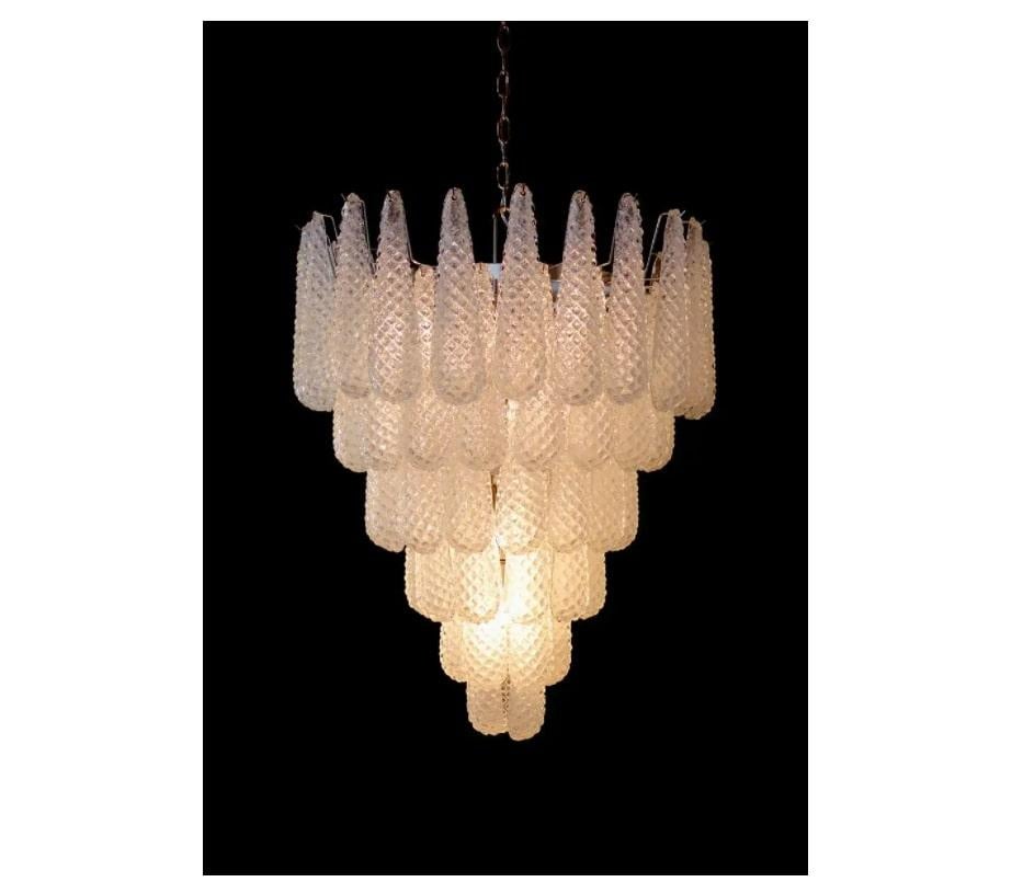 Pair of 1970s Italian Murano Petal Chandeliers In Good Condition In Chicago, IL