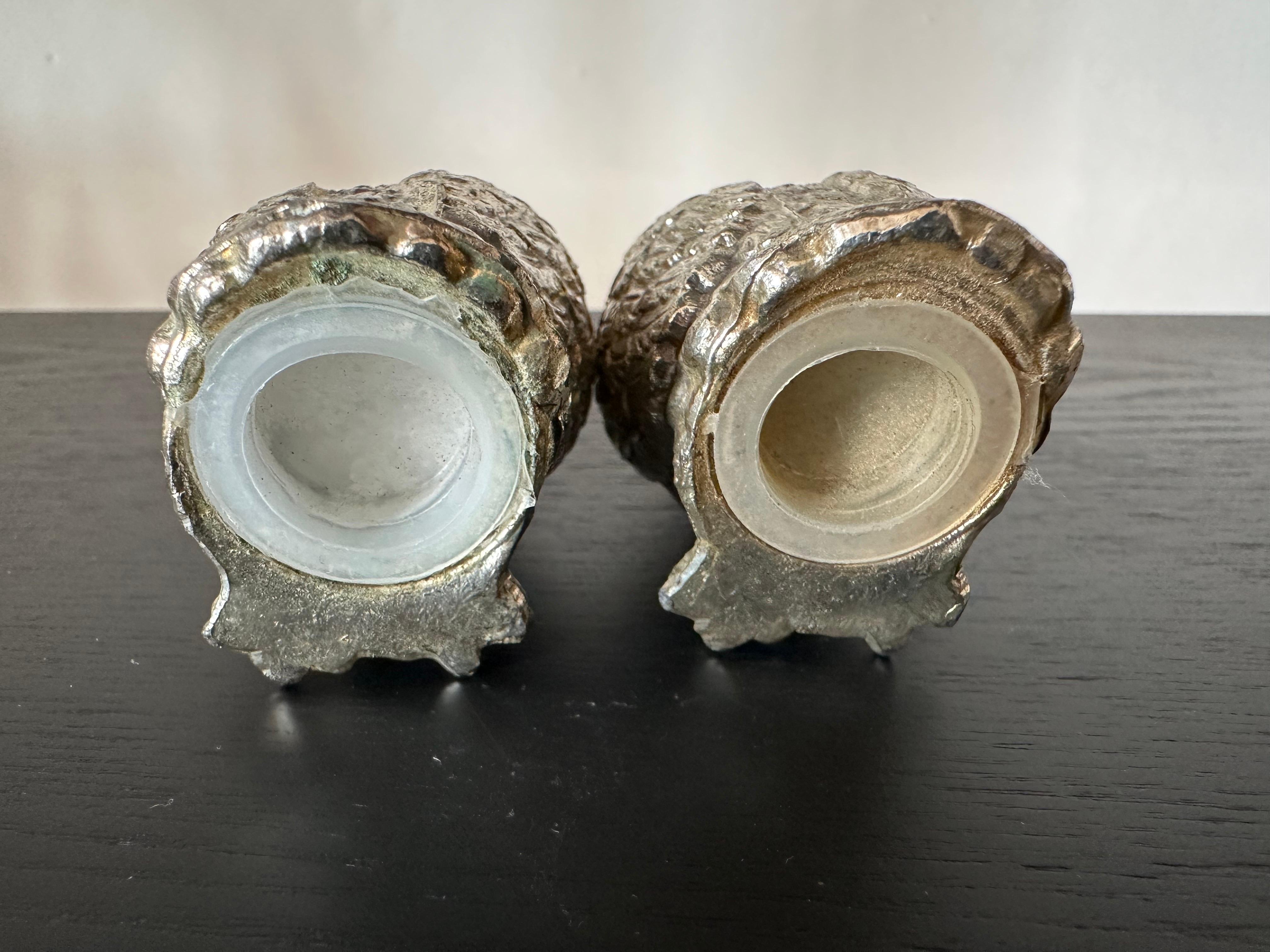 Pareja de saleros y pimenteros italianos de los años 70 en forma de búho con ojos de cristal en venta 5
