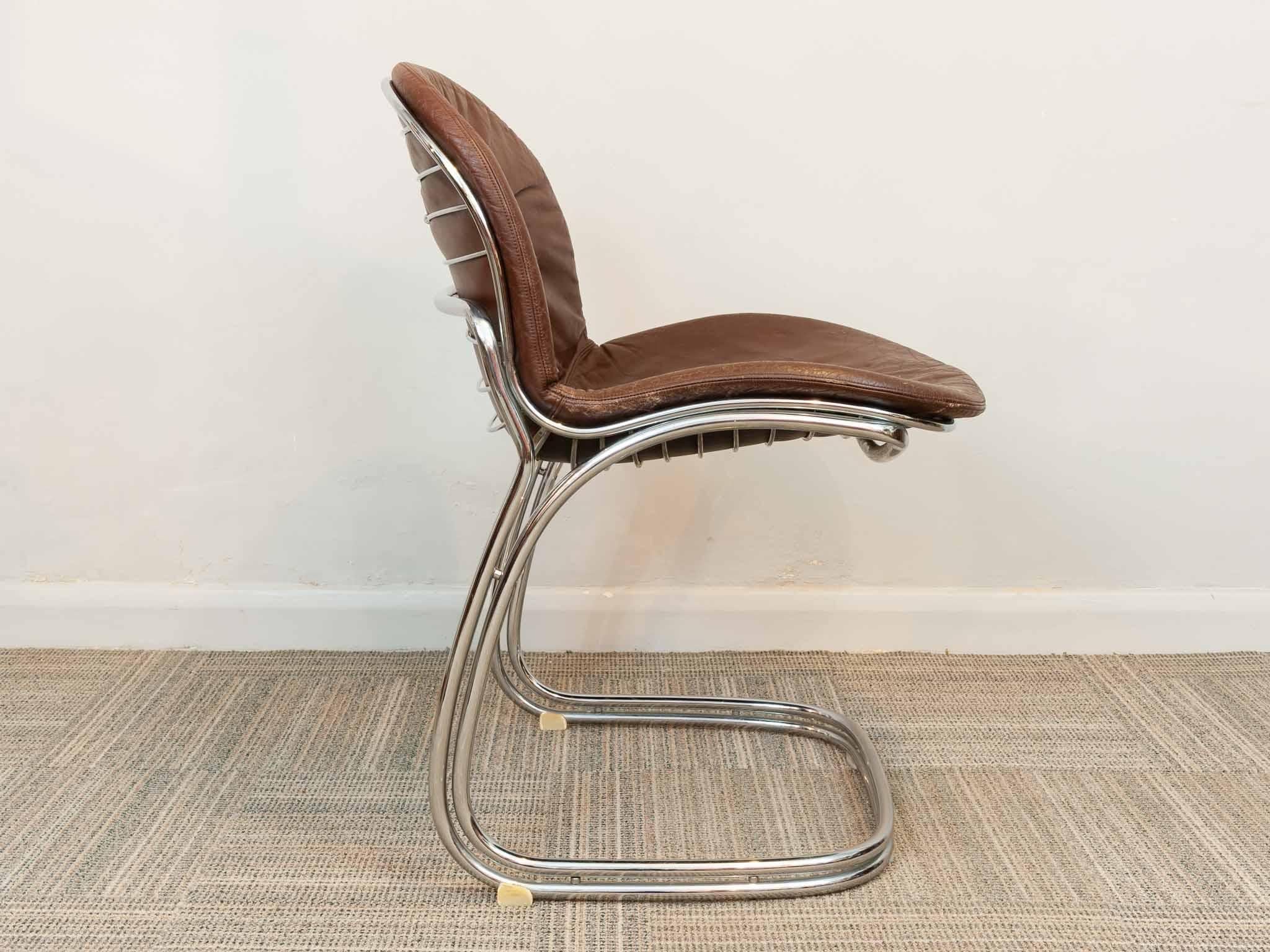 Paire de chaises à manger Sabrina chromées des années 1970 par Gastone Rinaldi pour Rima 4