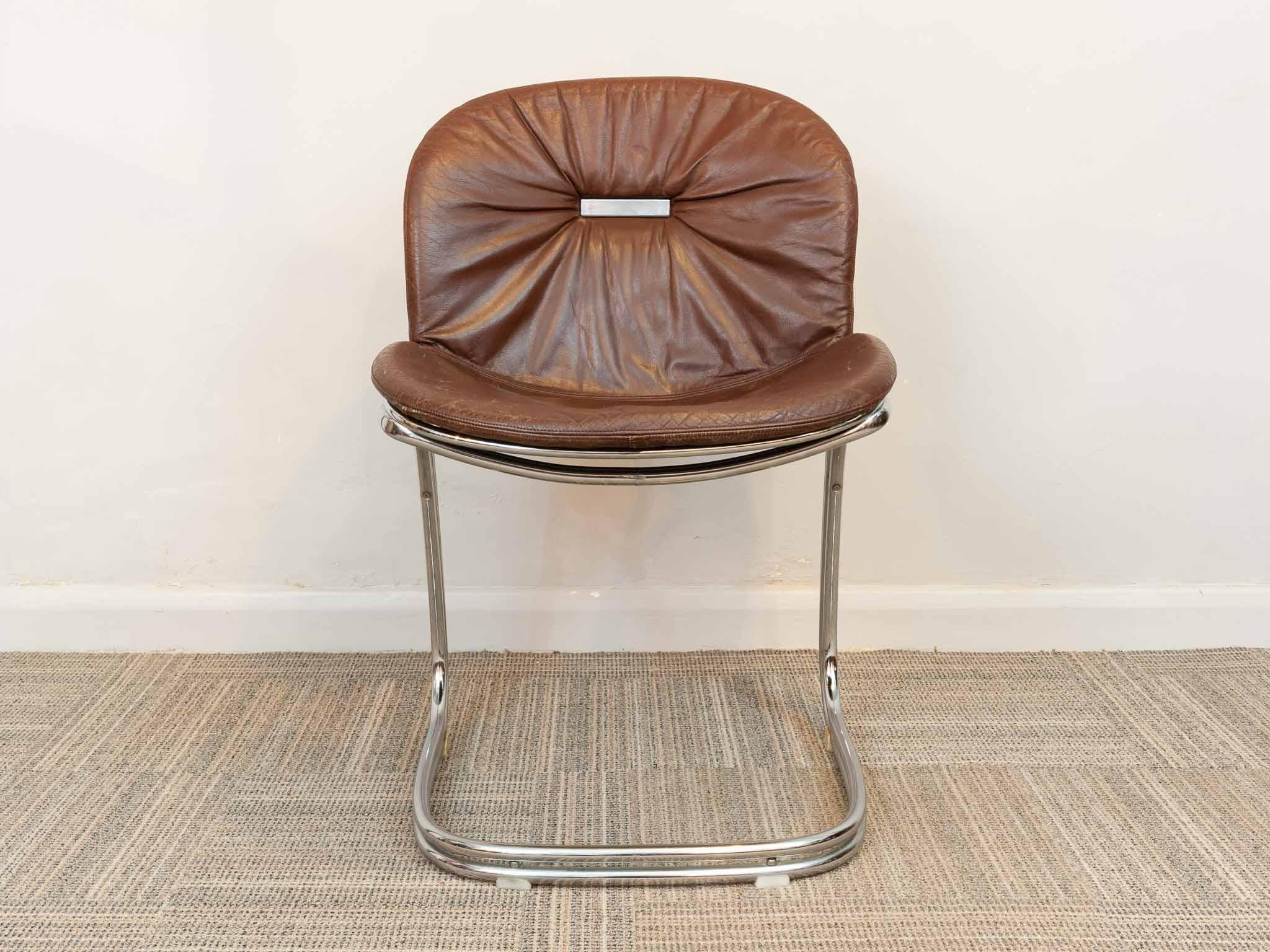 Mid-Century Modern Paire de chaises à manger Sabrina chromées des années 1970 par Gastone Rinaldi pour Rima