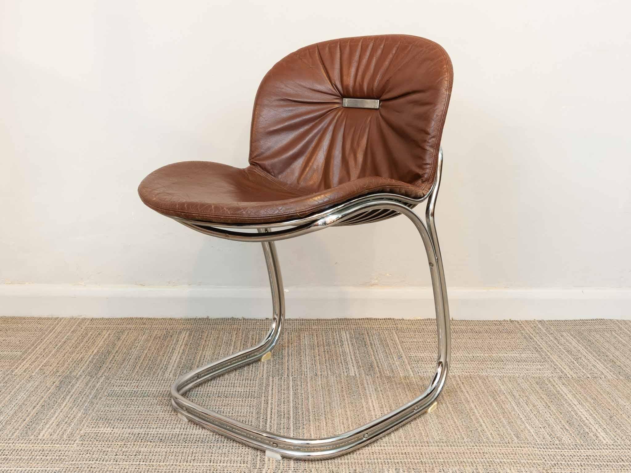 italien Paire de chaises à manger Sabrina chromées des années 1970 par Gastone Rinaldi pour Rima