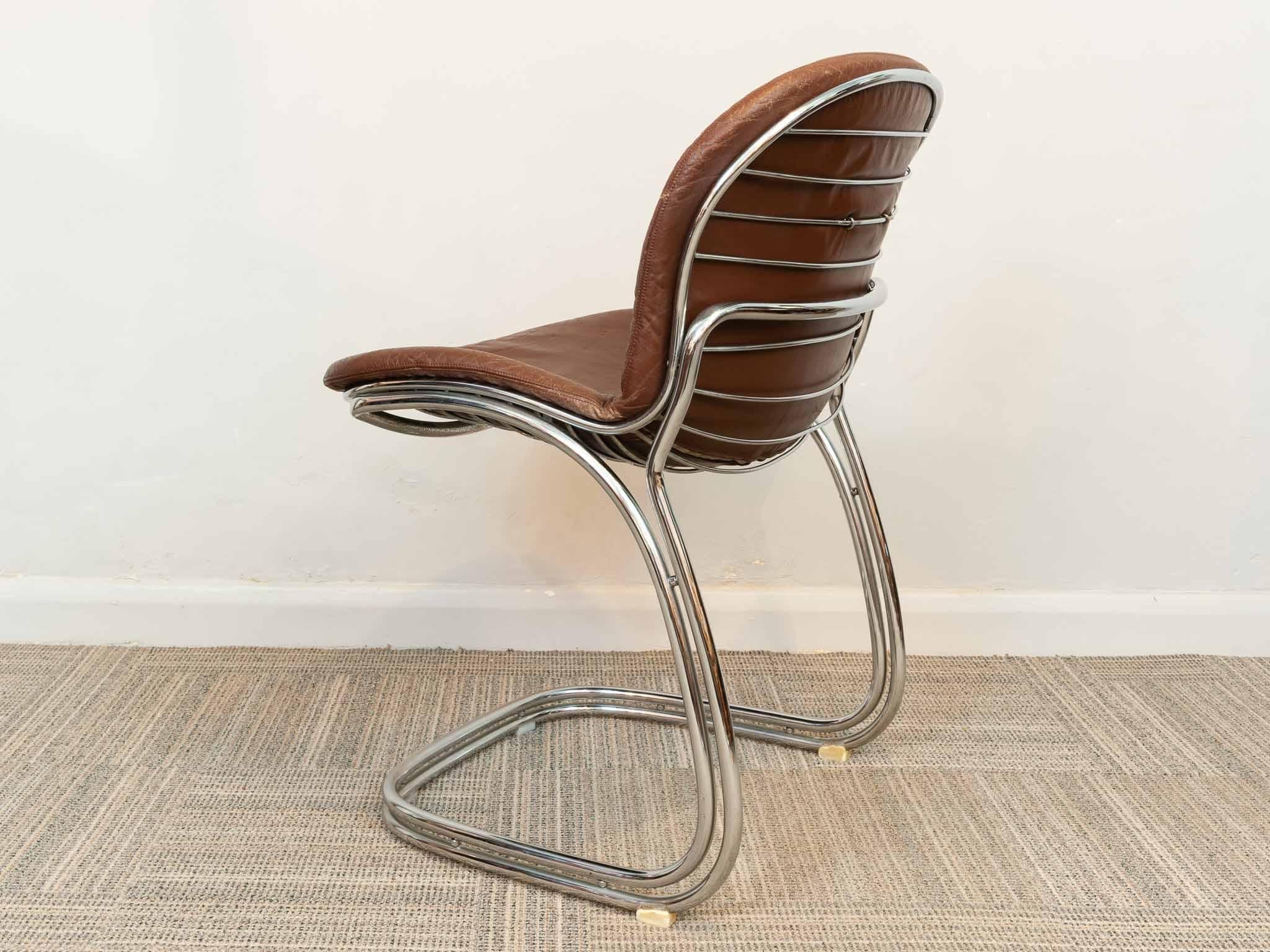 Paire de chaises à manger Sabrina chromées des années 1970 par Gastone Rinaldi pour Rima État moyen à London, GB