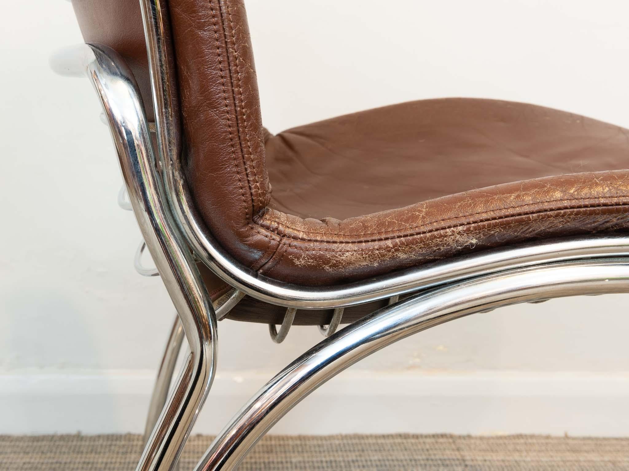 20ième siècle Paire de chaises à manger Sabrina chromées des années 1970 par Gastone Rinaldi pour Rima