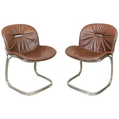 Pair of 1970s Italian Sabrina Chrome Dining Chairs by Gastone Rinaldi for Rima