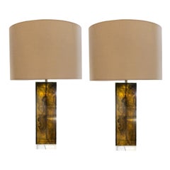 Ein Paar italienische Tischlampen aus geräuchertem Plexiglas aus den 1970er Jahren