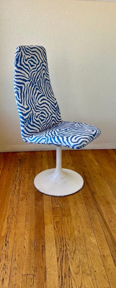 Pair of 1970's Italian Swivel Tall Chairs with Zebra Print Fabric