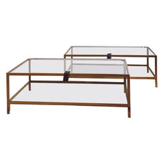 Pair of 1970s Itlalian Brass Display Cabinets /Coffee Tables