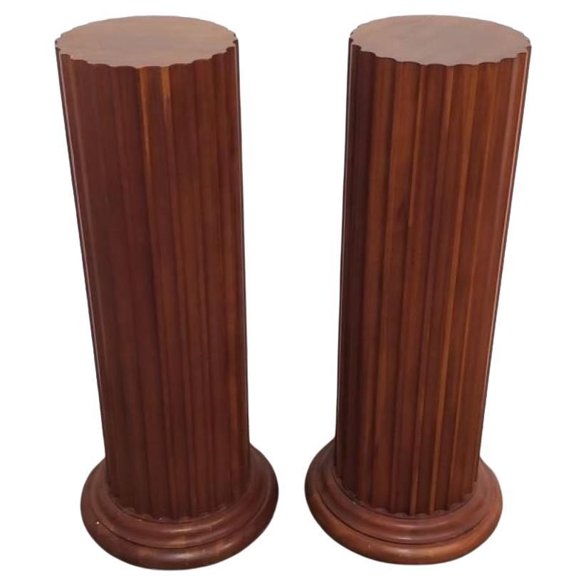 Pair of 1970s John Widdicomb Manor Fluted Column Pedestals Stands