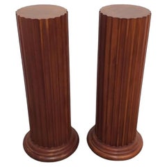 Pair of 1970s John Widdicomb Manor Fluted Column Pedestals Stands