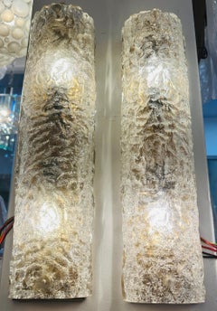 Pareja de apliques de pared Kaiser Leuchten rectangulares de cristal esmerilado de los años 70 Sconces