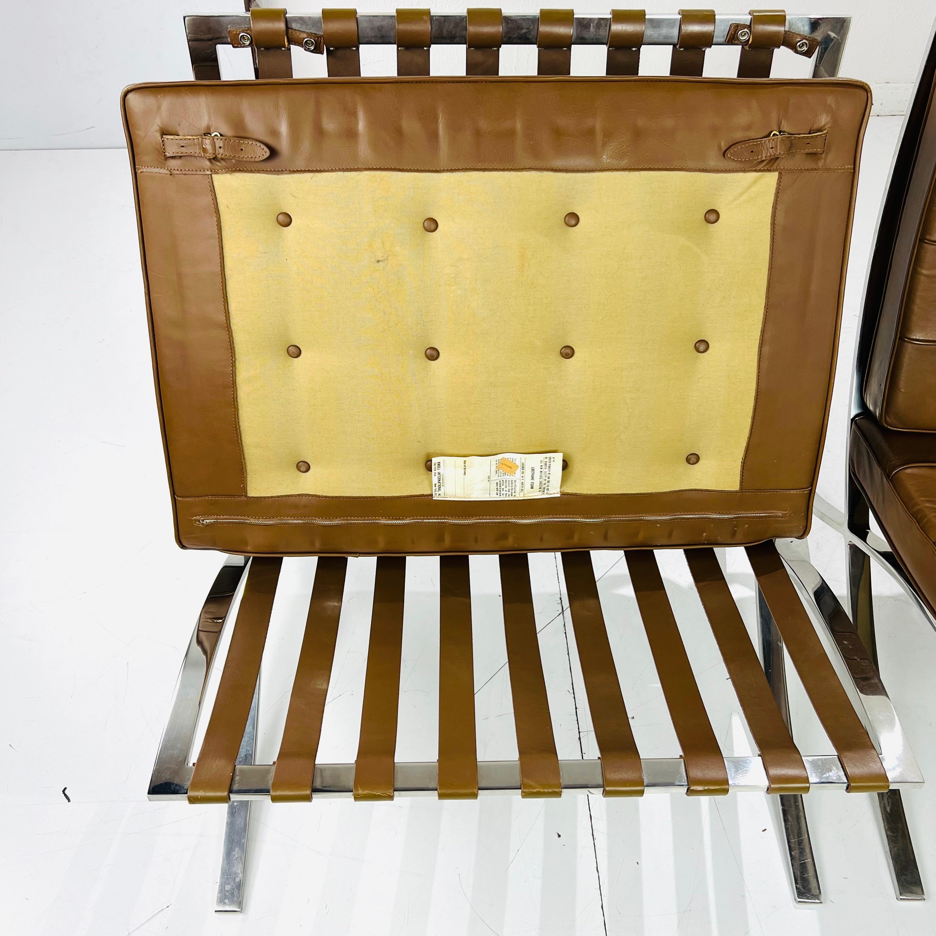 Pair of 1970's Knoll Barcelona Chairs 10