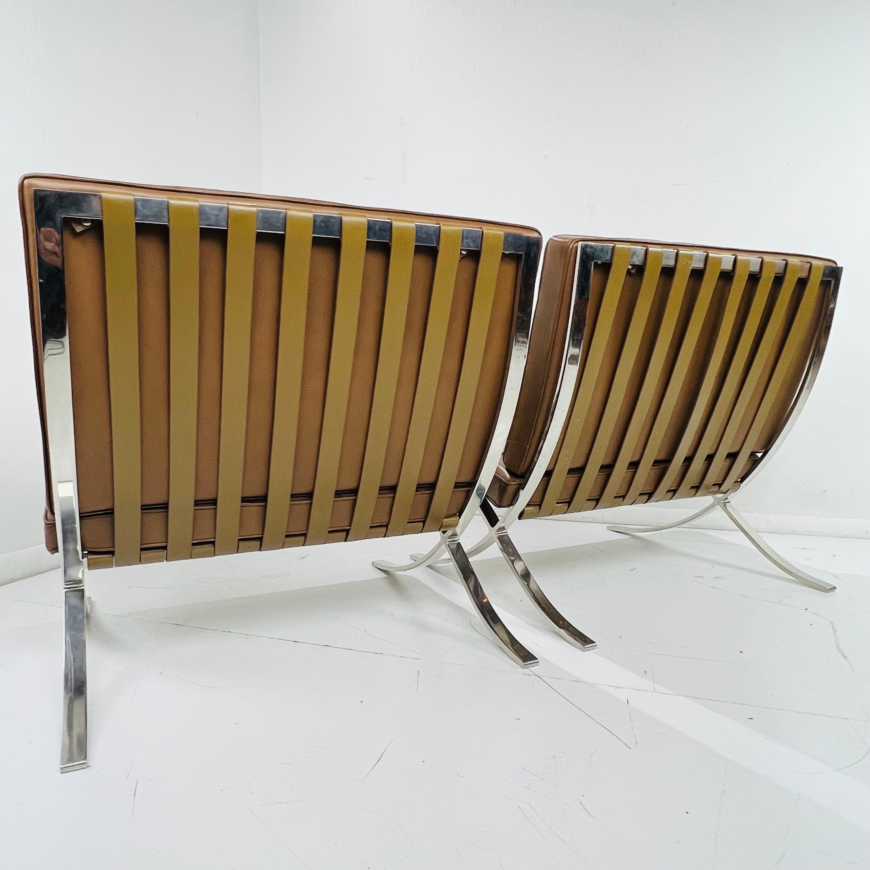Pair of 1970's Knoll Barcelona Chairs In Good Condition In Dallas, TX