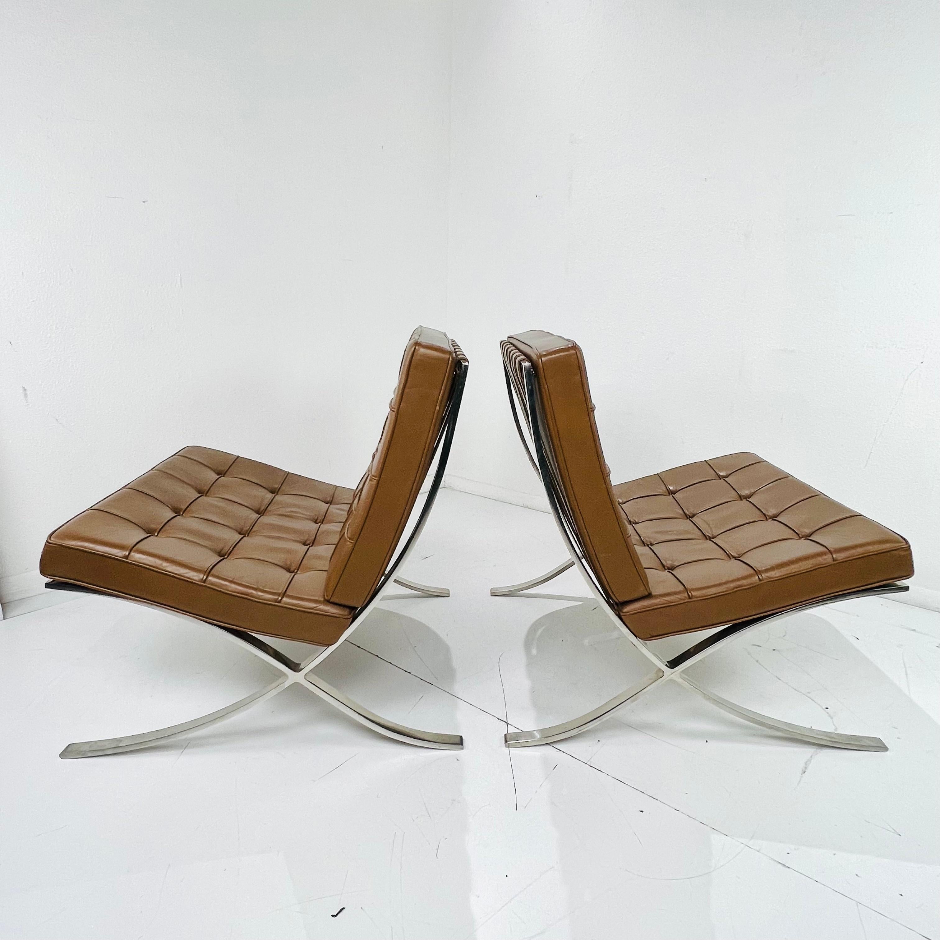 Late 20th Century Pair of 1970's Knoll Barcelona Chairs