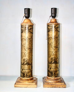 Pair of 1970s Lamps with Maps and Shades
