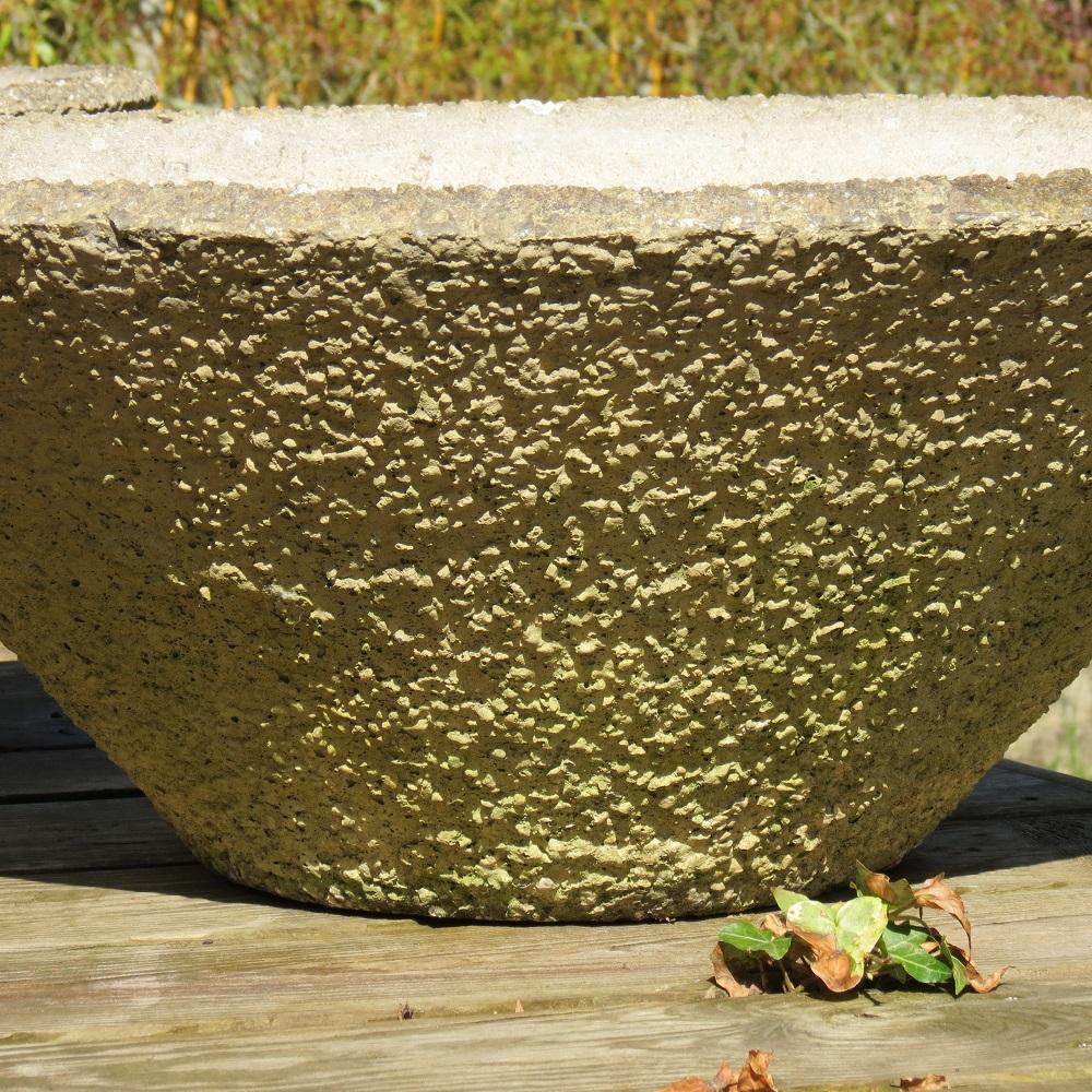 20th Century Pair of 1970s Large Circular Round Concrete Garden Planters A