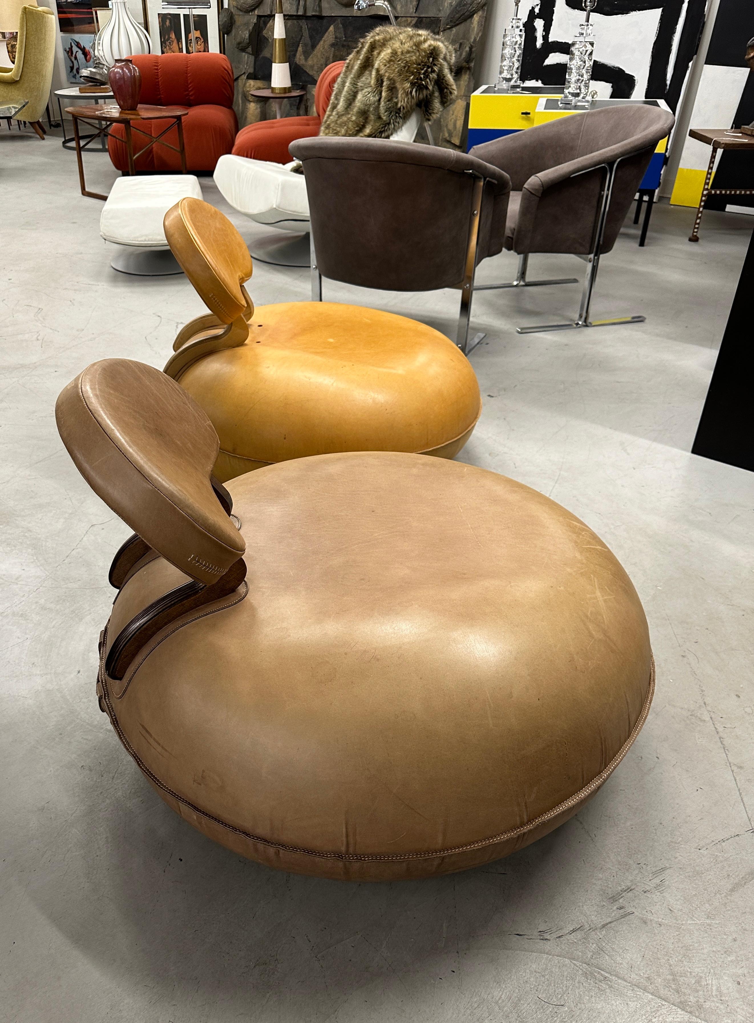 Late 20th Century Pair of 1970's Leather Inflatable Chairs 