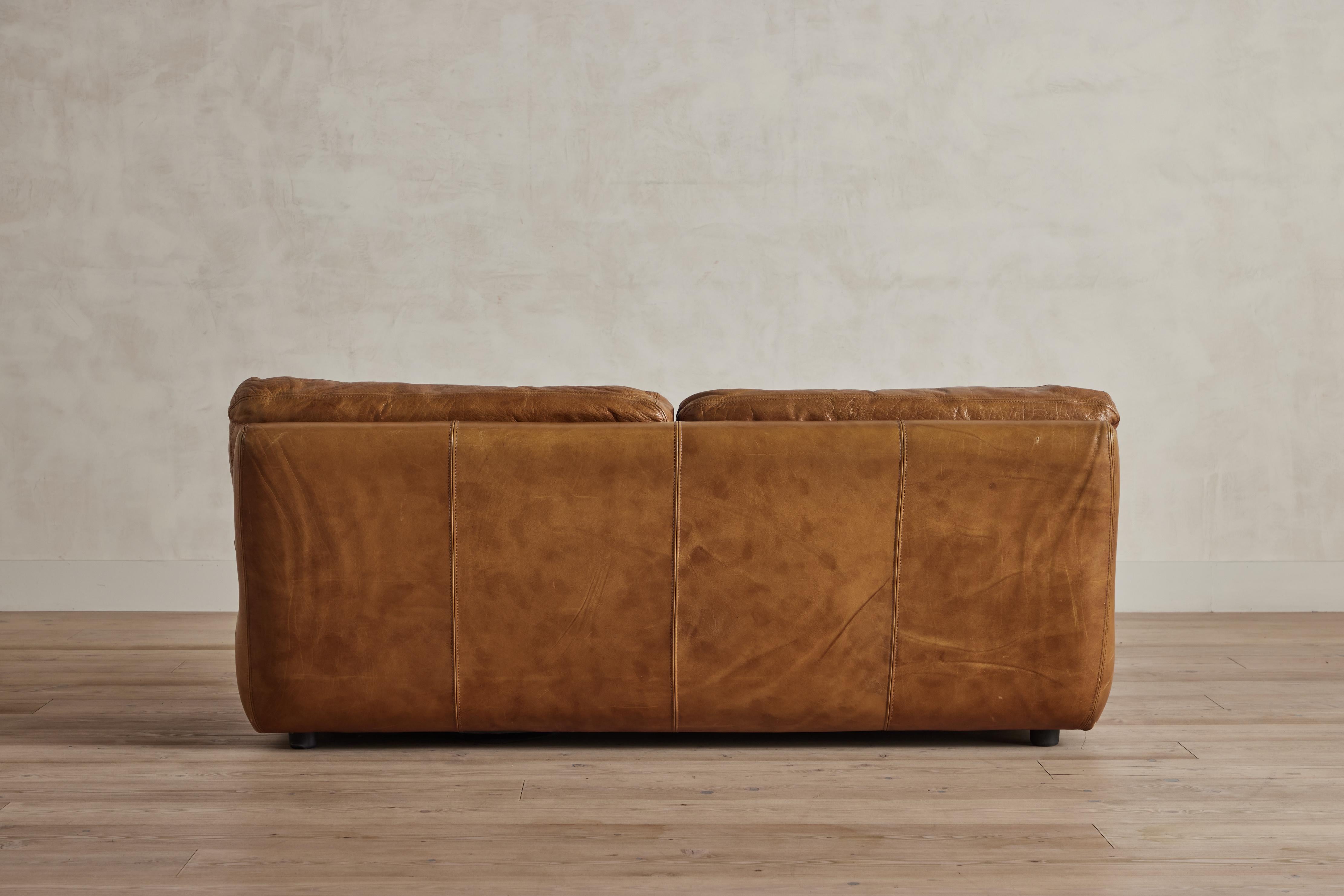 Pair of 1970s Leather Settees by CAP 5