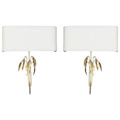 Pair of 1970s 'Leave' Sconces by Maison Charles