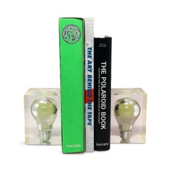 Pair of 1970s Light Bulb in Lucite Bookends