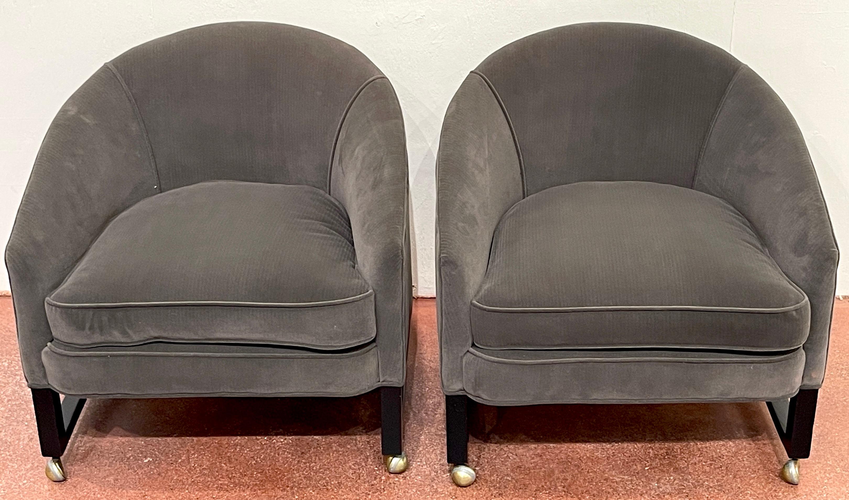 Mid-Century Modern Pair of 1970s Low Profile Barrel Back Club Chairs, Style of Harvey Probber For Sale