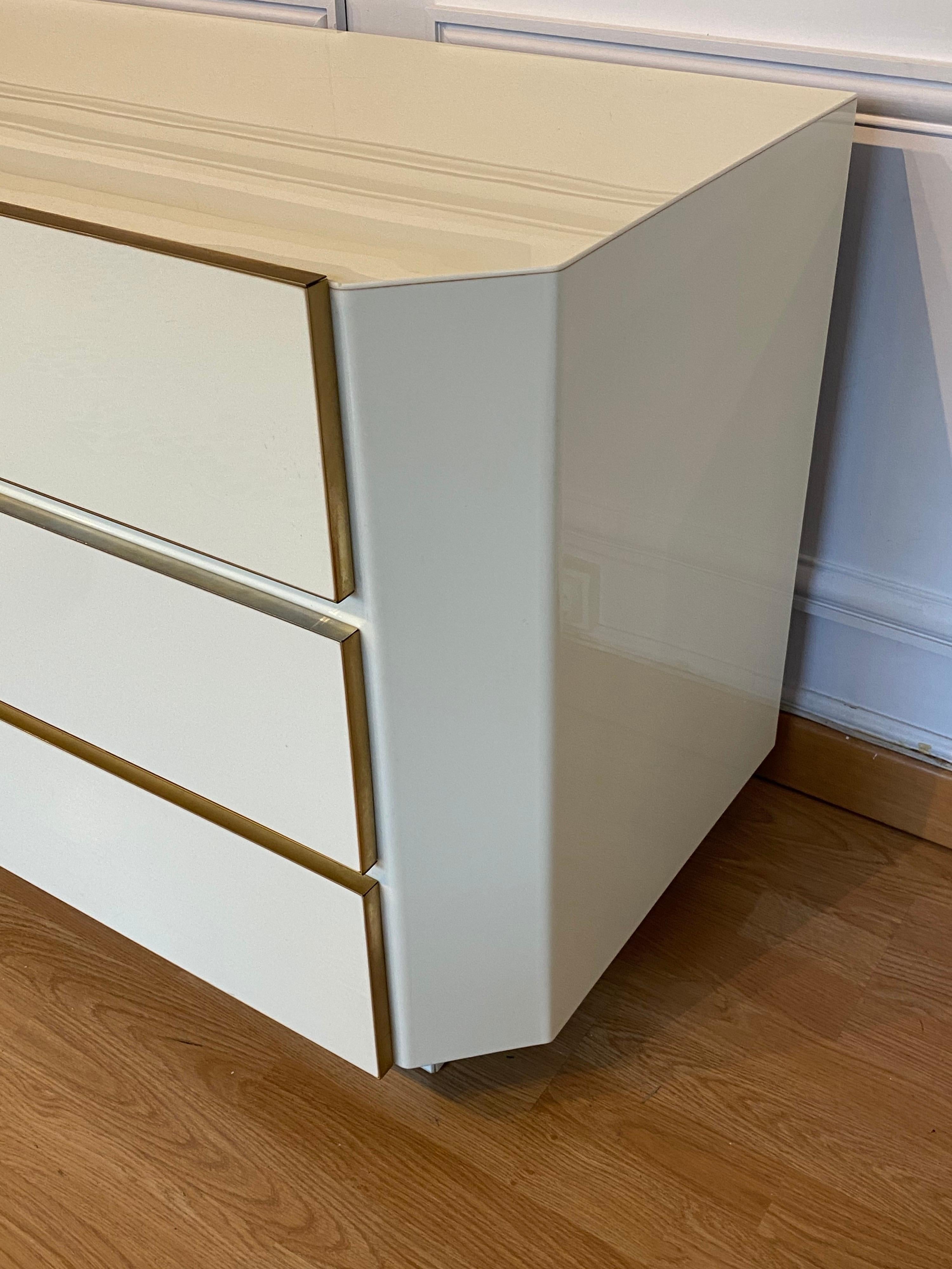 Pair of 1970s Lucite and Brass Chest of Drawers 4