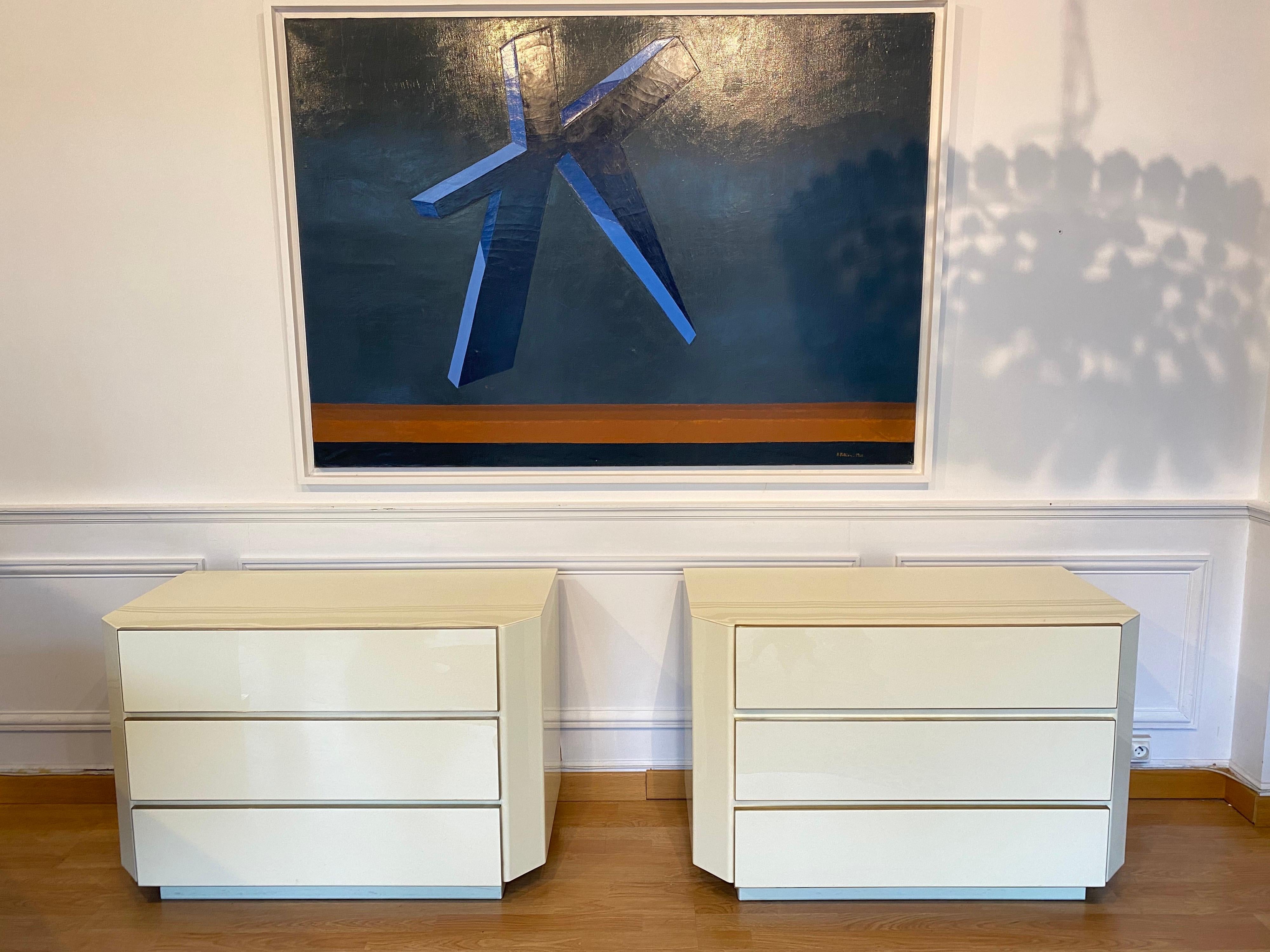 Pair of 1970s Lucite and Brass Chest of Drawers In Good Condition In Saint-Ouen, FR